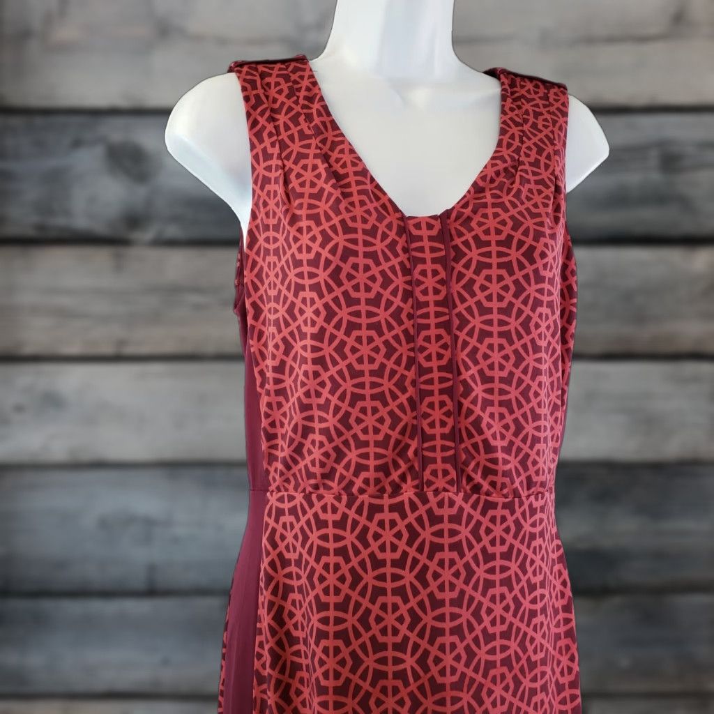 Vintage VINTAGE 41Hawthorn Womens Sleeveless Dress Sz Small Maroon Geometric Scoop Neck Size S / US 4 / IT 40 - 1 Thumbnail
