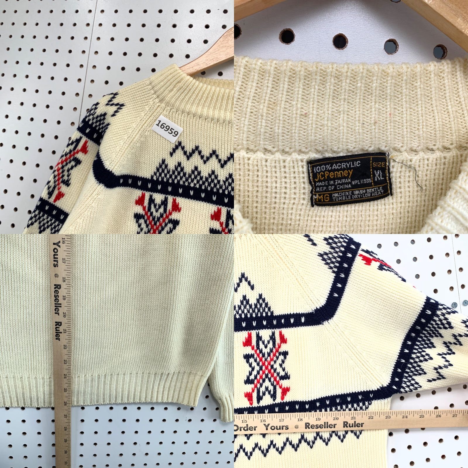 Penn VINTAGE JC Penney Ski Lodge Sweater Pullover Men's Medium Beige Skiing 90s Size US M / EU 48-50 / 2 - 8 Thumbnail