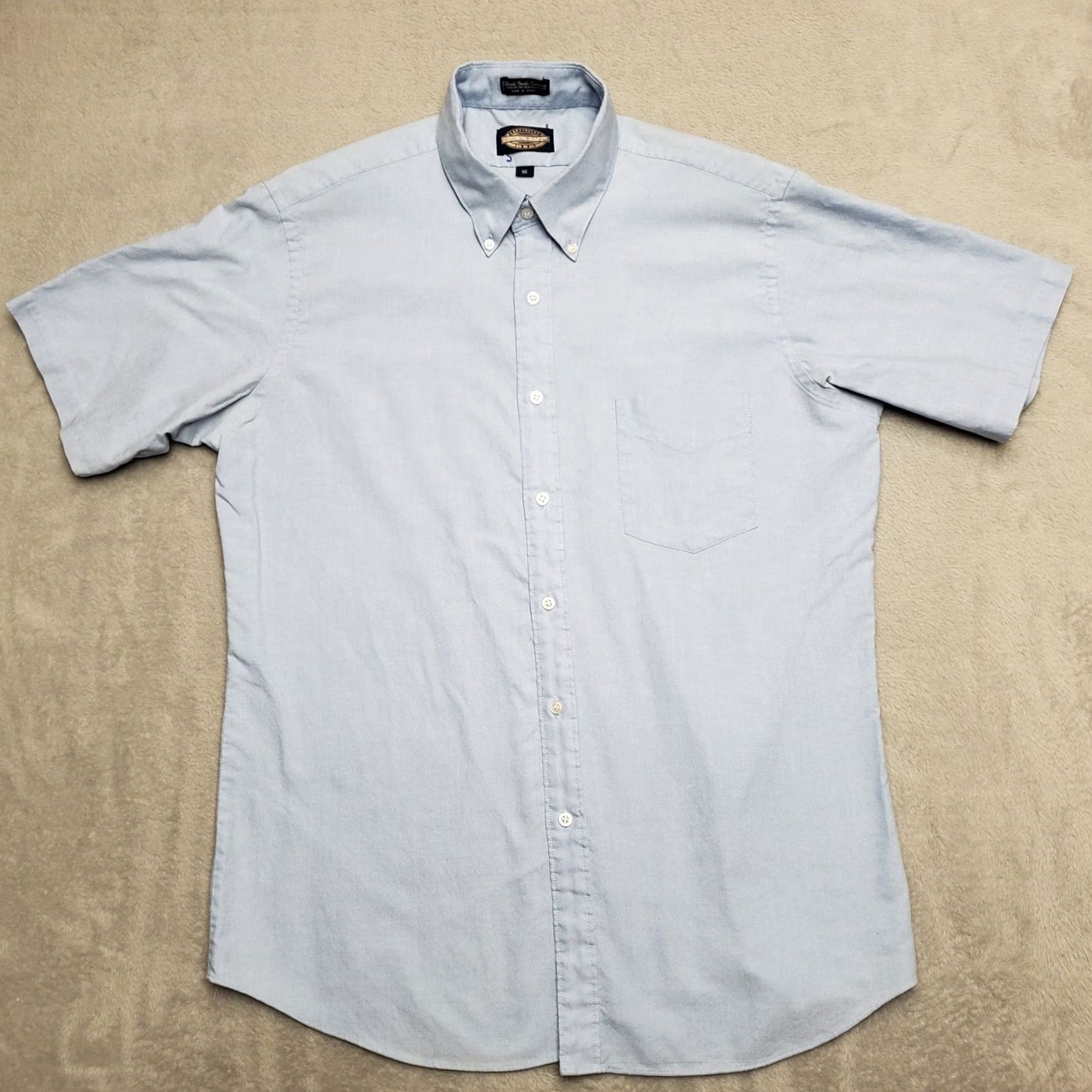 Needles VINTAGE Towncraft Shirt Mens 16 Blue Single Needle Tailoring DadGrandpa 80s 90s Size US L / EU 52-54 / 3 - 2 Thumbnail
