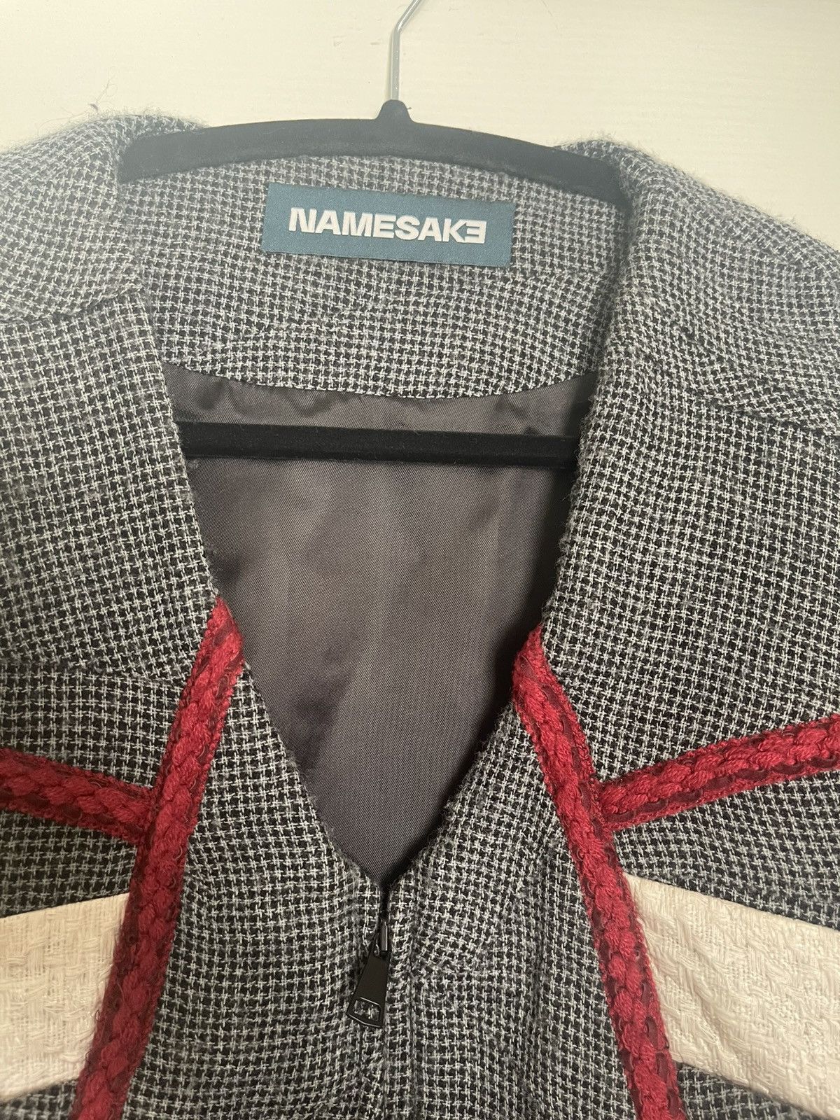 NAMESAKE AW21 Contour Line Grey & Red Wool Jacket Size US M / EU 48-50 / 2 - 4 Thumbnail