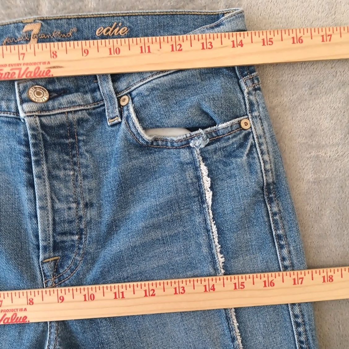 7 For All Mankind 7 For All Mankind Jeans Womens 27 Blue Edie Size Wash Button Fly 27x26 Size 27" / US 4 / IT 40 - 2 Thumbnail