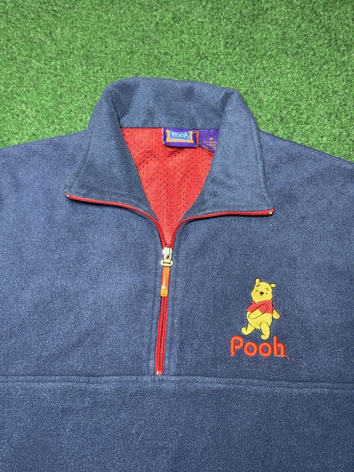 Disney Vintage Winnie The Pooh 1/4 Zip Blue Fleece Med Sweatshirt Size M / US 6-8 / IT 42-44 - 2 Thumbnail
