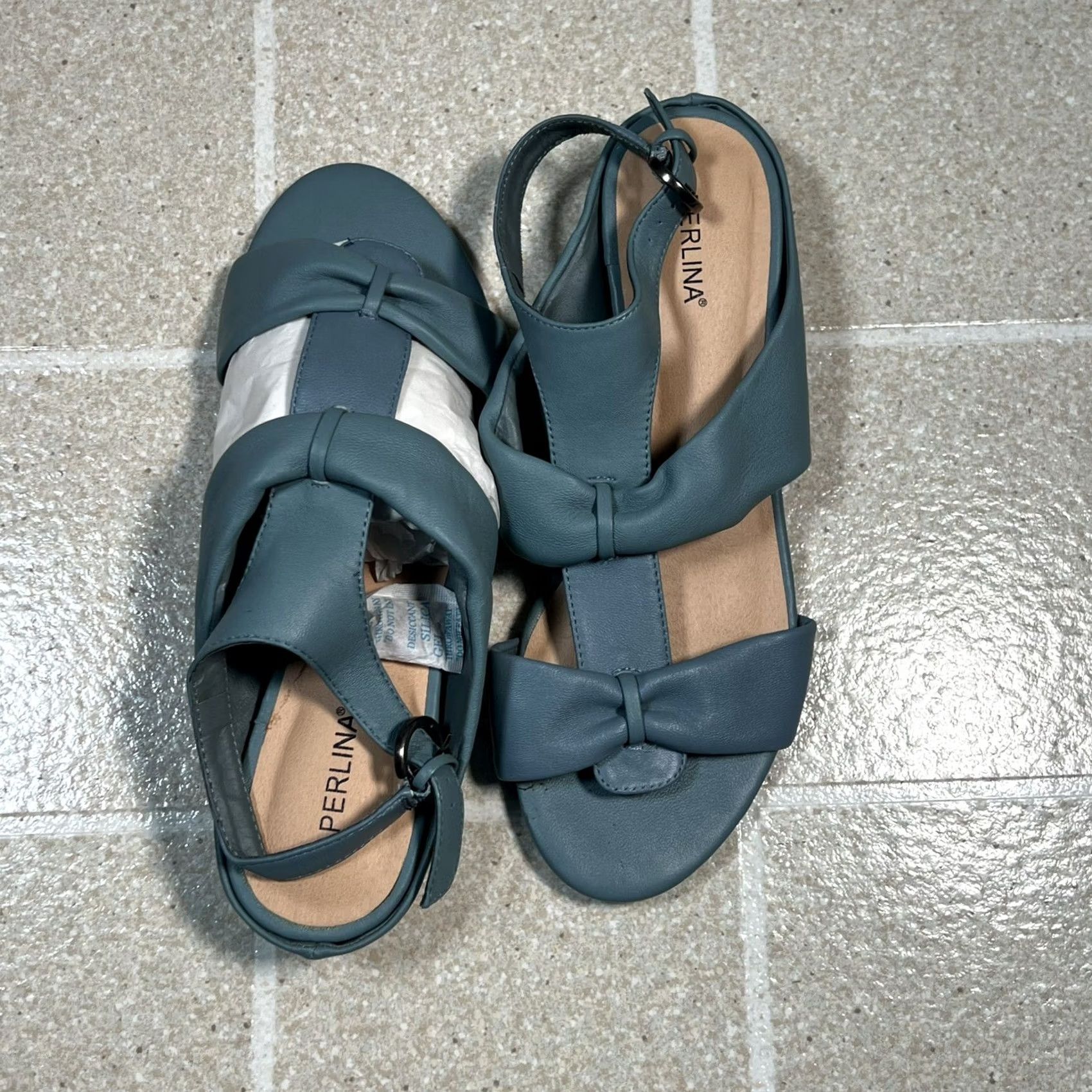 Vintage Perlina Sandal Women Strappy Blue Faux Leather Size 7.5 Blue Sandal Womens 7.5 Size US 8 / IT 38 - 3 Thumbnail