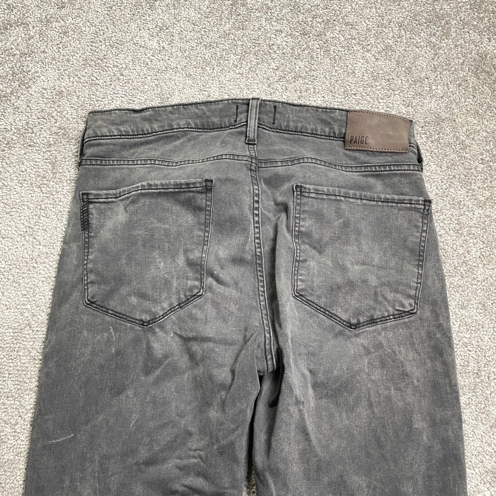 Paige Paige Lennox Jeans Mens 32 Black Charcoal Wash Straight Denim 5-Pocket Distressed Stretch 32x32 Regular Mid Rise Mens Size US 32 / EU 48 - 5 Thumbnail