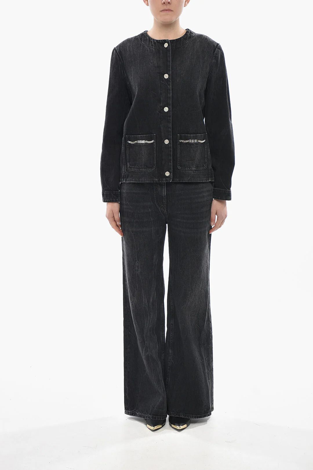 Givenchy og1mm0326 Stone-Washed Denim Jacket in Black Size XS / US 0-2 / IT 36-38 - 4 Thumbnail