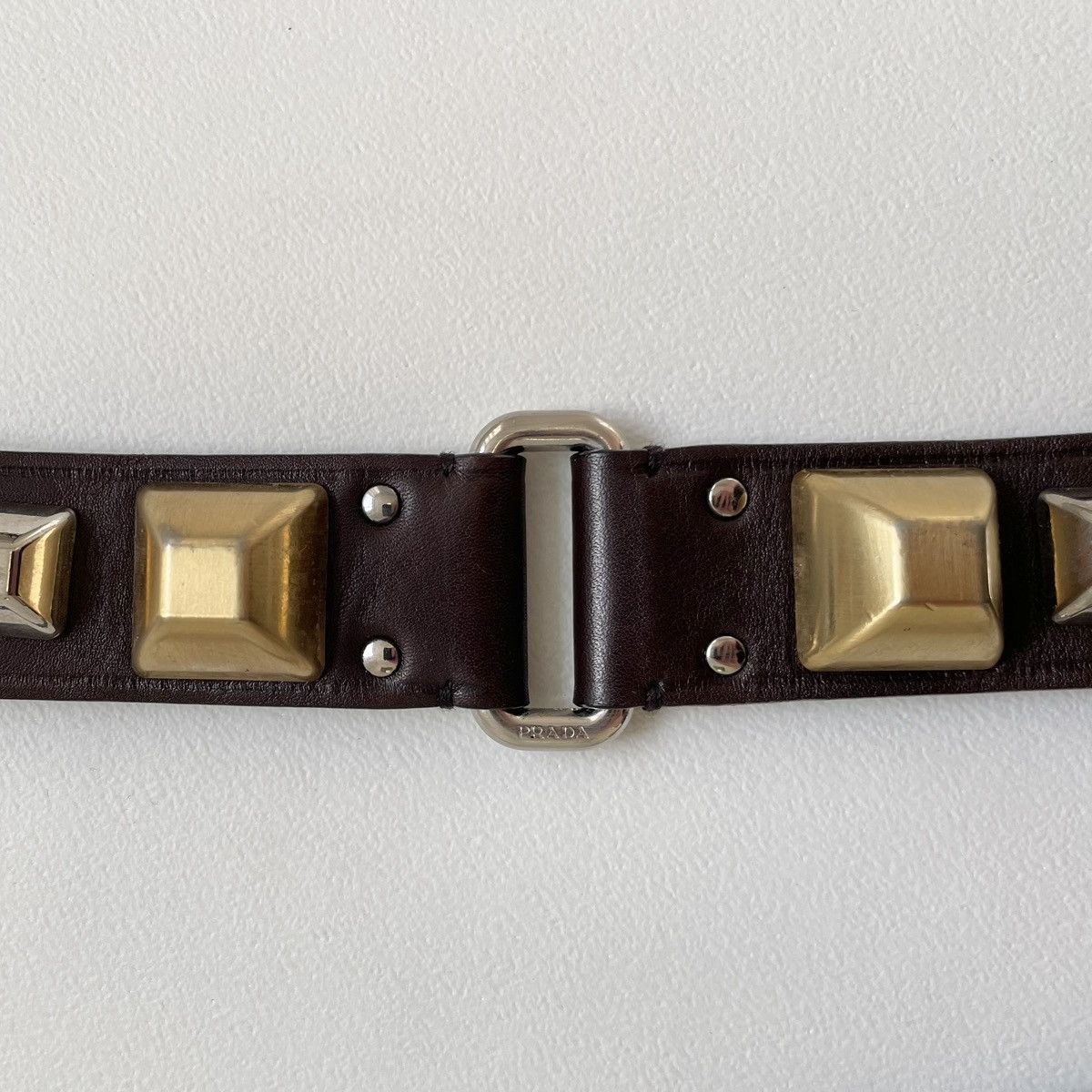 Prada Pyramid Stud Leather Bondage Belt Size 32 - 21 Thumbnail