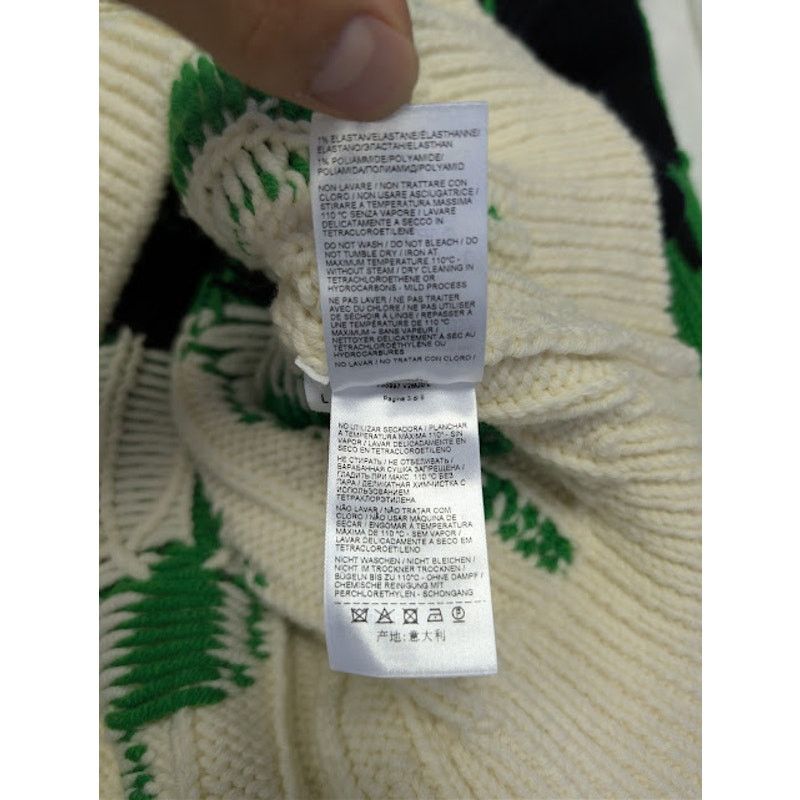 Bottega Veneta o1rshd1 Heavyweight Wool Graphic Knit Sweater Parakeet/Black Size US L / EU 52-54 / 3 - 18 Thumbnail
