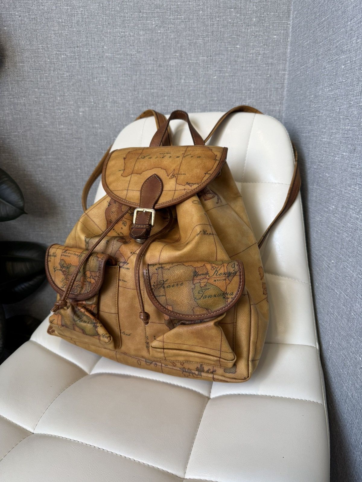ALVIERO MARTINI 1A CLASSE Geo Map Leather Backpack