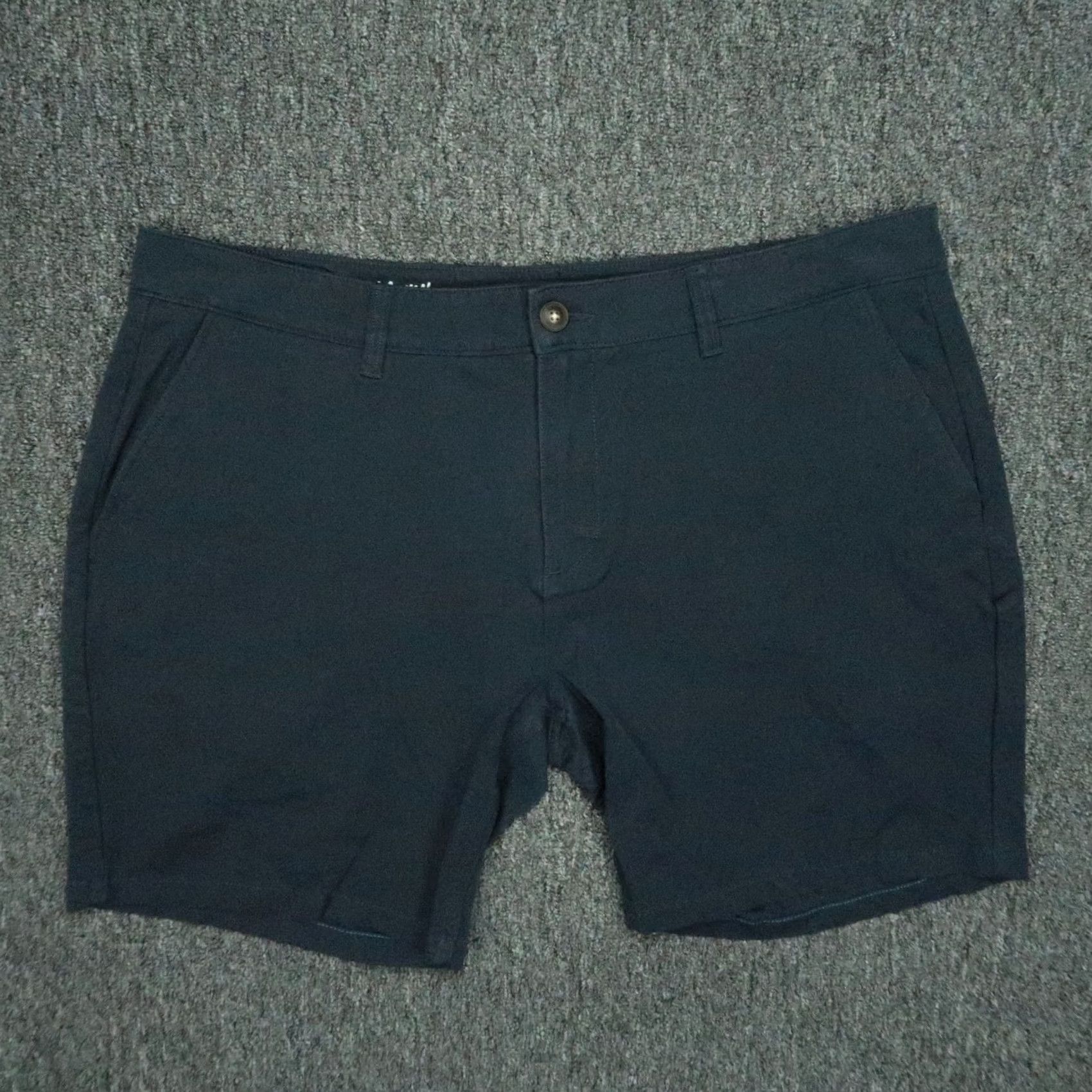 Vintage Mugsy Shorts Mens 40 Navy Blue Morgans Stretch Flat Front Golf Casual Chino Pockets 9in Inseam Regular Size 40 Blue Size US 40 / EU 56 - 2 Thumbnail