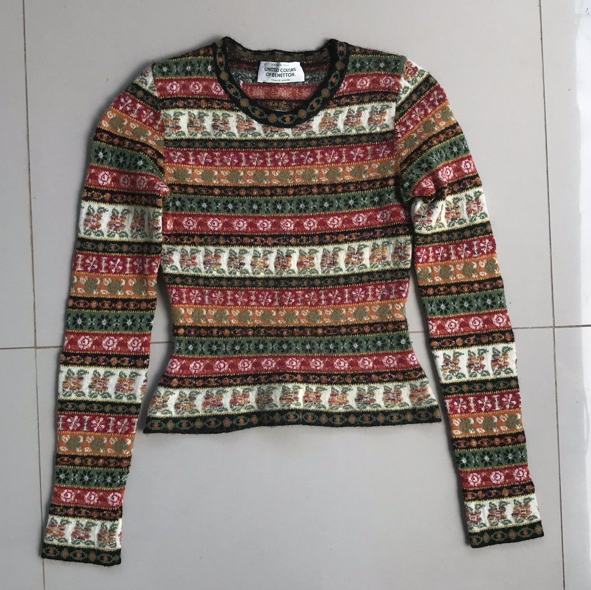 Vintage United Color Of Benetton With Cut Flower Pattern
