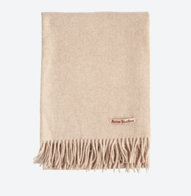 Acne Studios BNWT AW25 ACNE STUDIOS PINK PATCH OVERSIZED WOOL SCARF BEIGE Size ONE SIZE - 1 Thumbnail