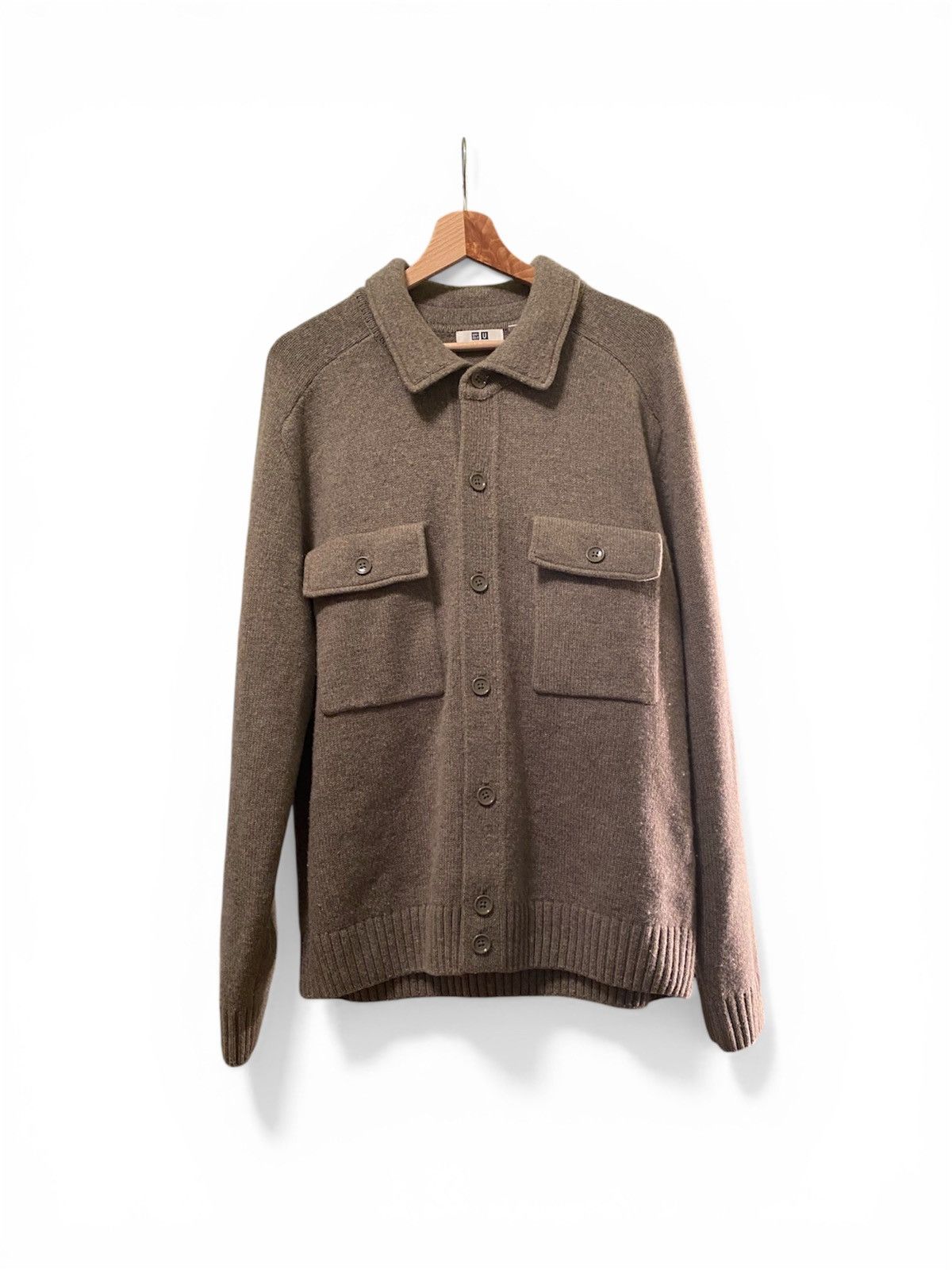 Uniqlo Uniqlo U Brown Knitted Lambswool Jacket Size US L / EU 52-54 / 3 - 1 Thumbnail