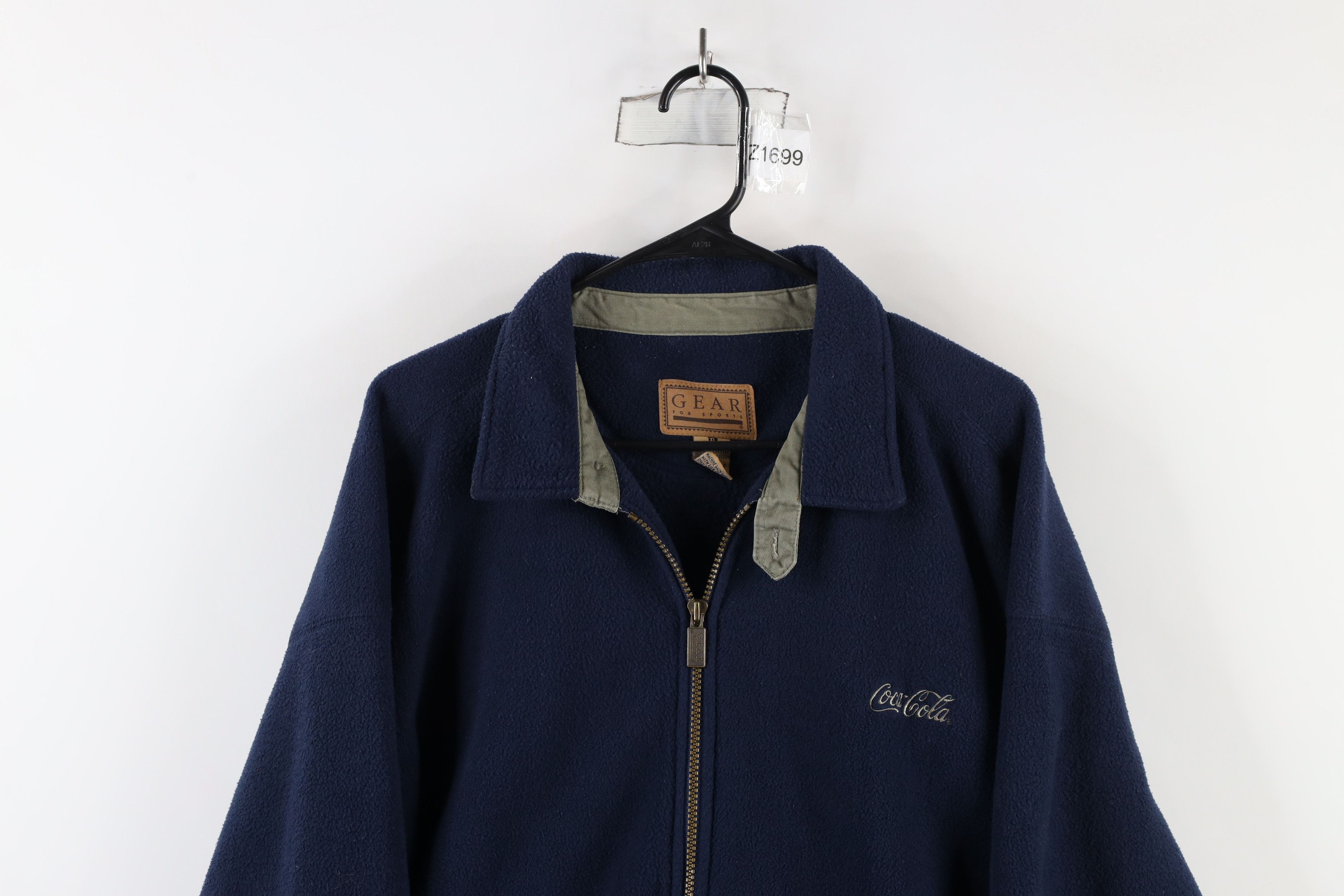 Vintage Vintage 90s Coca Cola Script Fleece Bomber Jacket Blue Size US XL / EU 56 / 4 - 2 Thumbnail