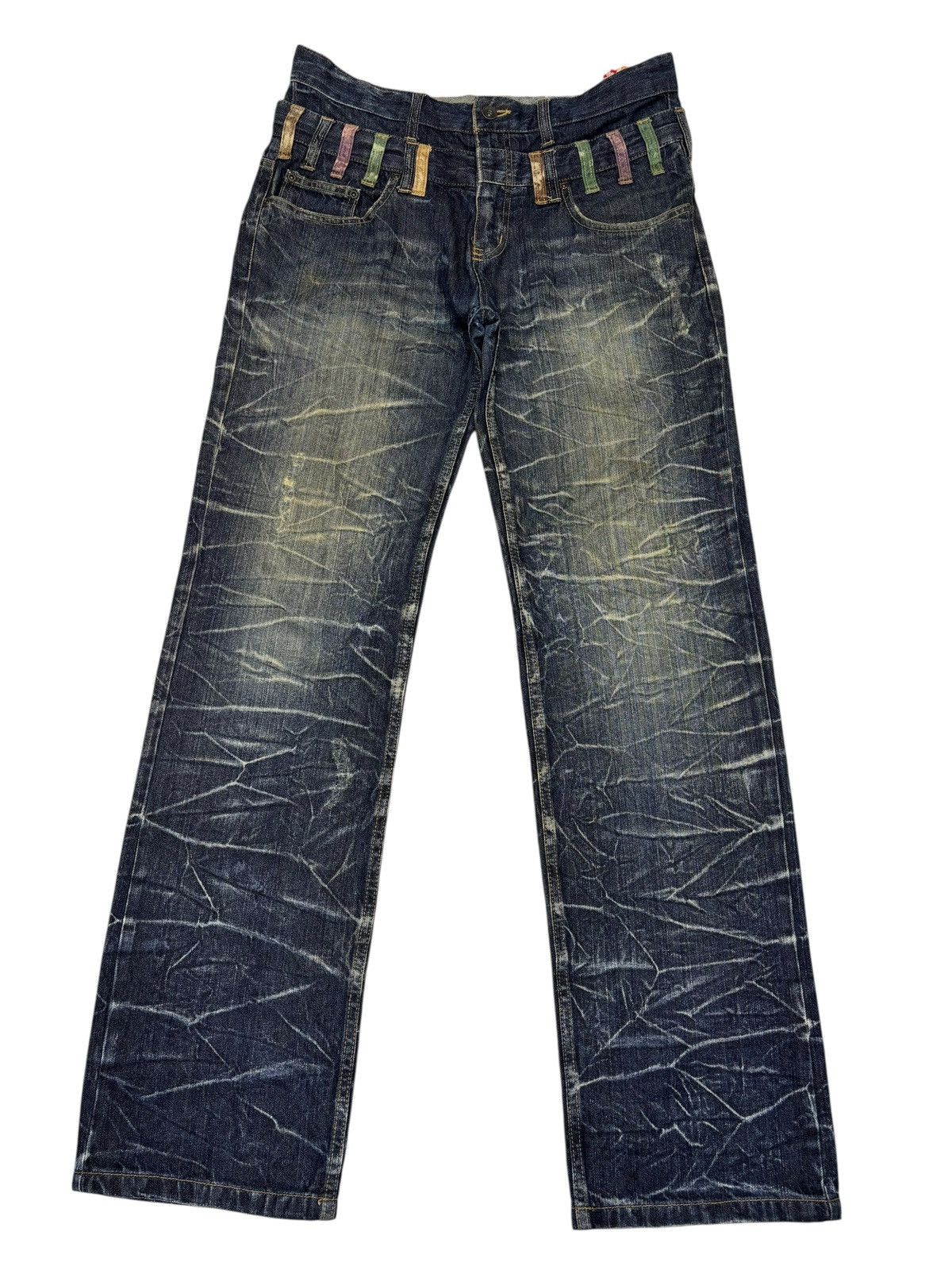 If Six Was Nine 🔥NYLAUS Double Waist Claw Mark Distressed Denim Jeans Size US 32 / EU 48 - 7 Thumbnail