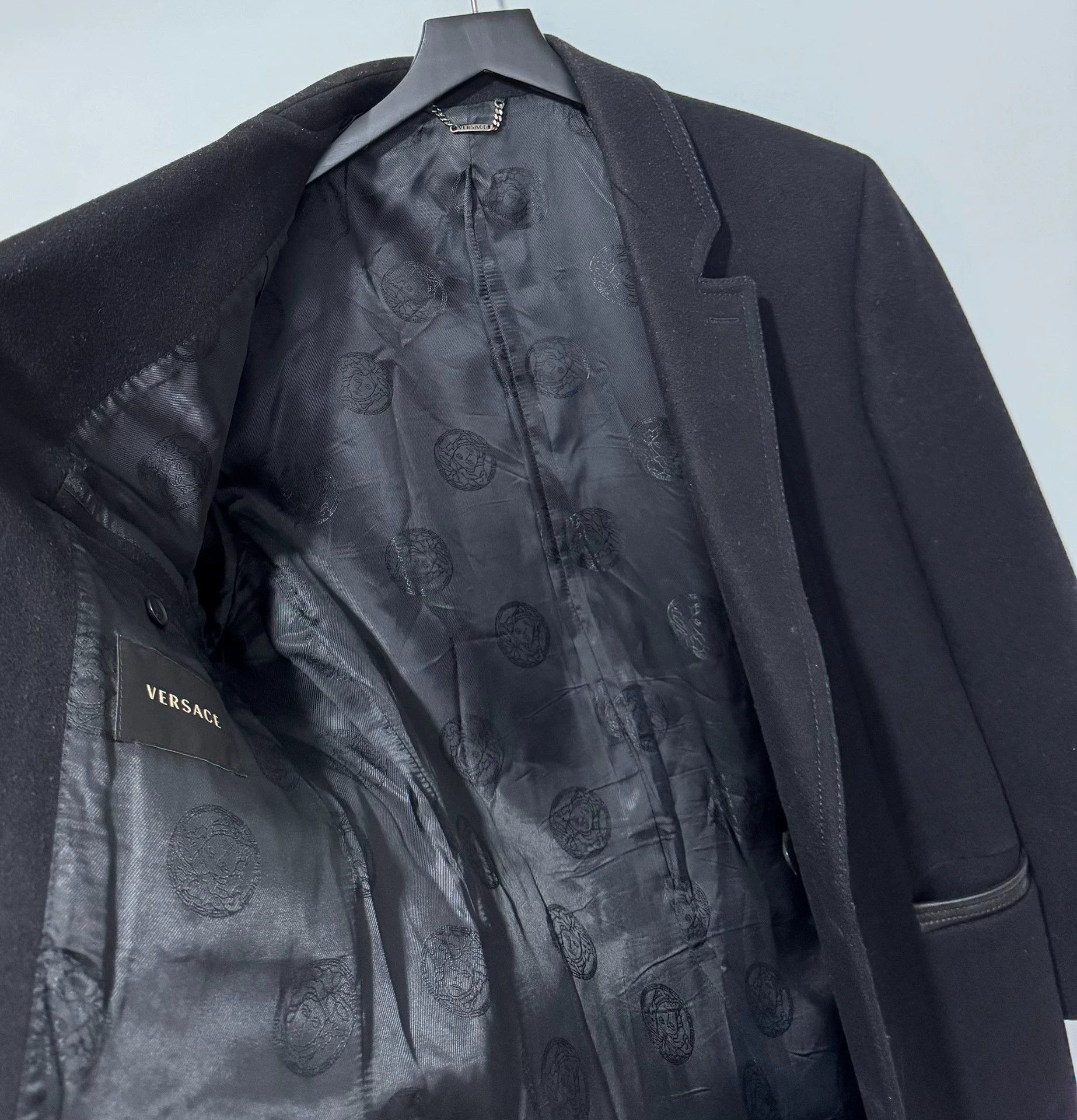 Versace Versace Wool Double-Breasted Coat w/ Leather Trim Medusa Size US S / EU 44-46 / 1 - 5 Thumbnail