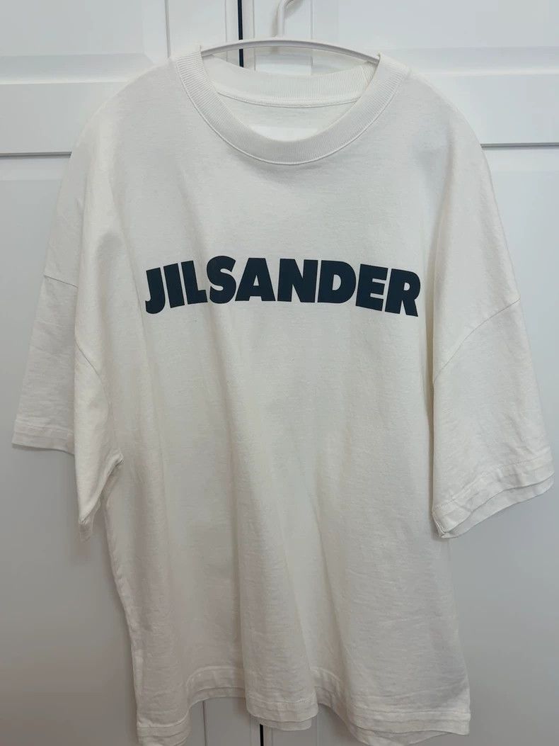 Jil Sander Jil Sander White logo short sleeved cotton T-shirt Size M / US 6-8 / IT 42-44 - 1 Thumbnail