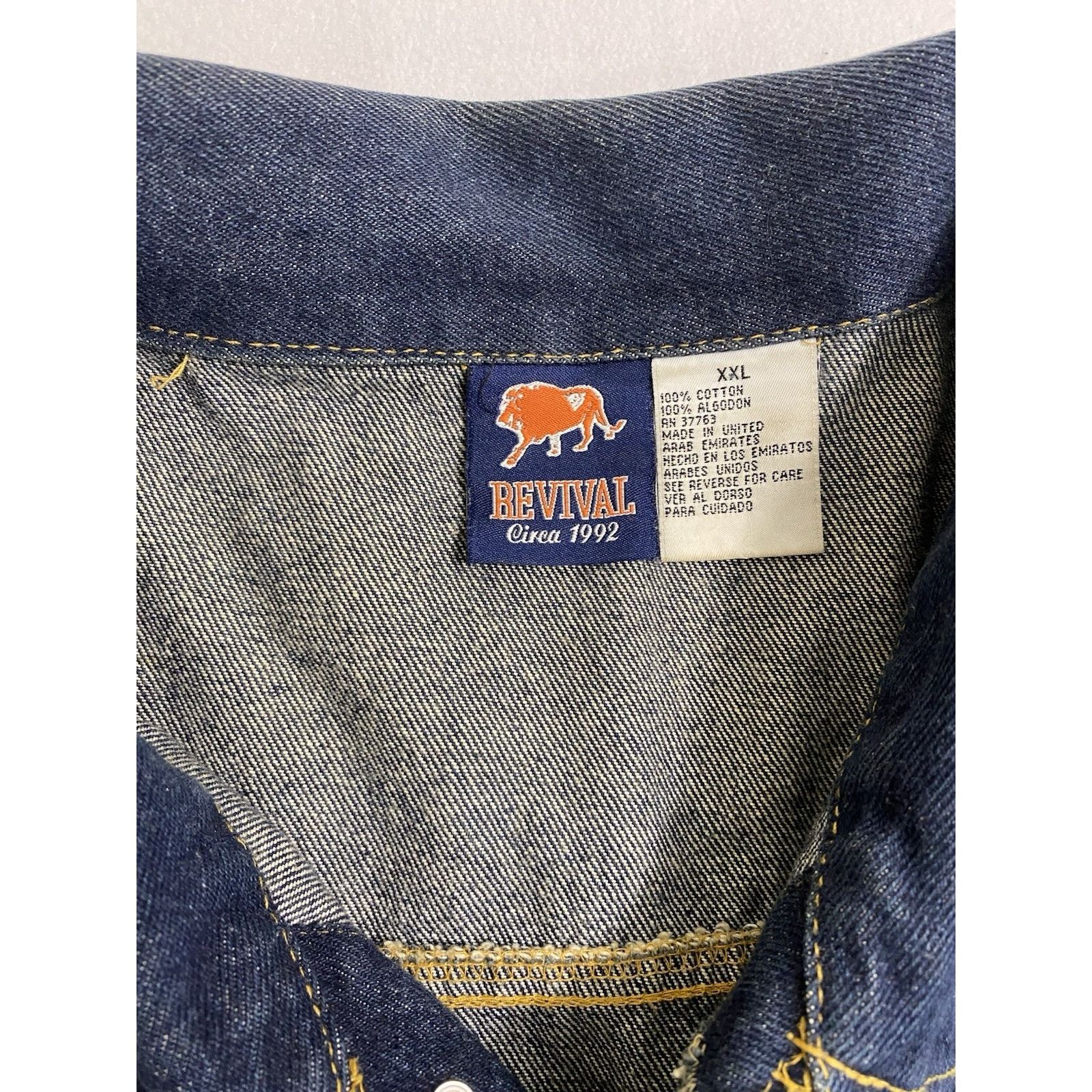 Rock Revival Vintage Revival Lion Mens XXL Dark Denim Jean Jacket 90s Size US XXL / EU 58 / 5 - 6 Thumbnail