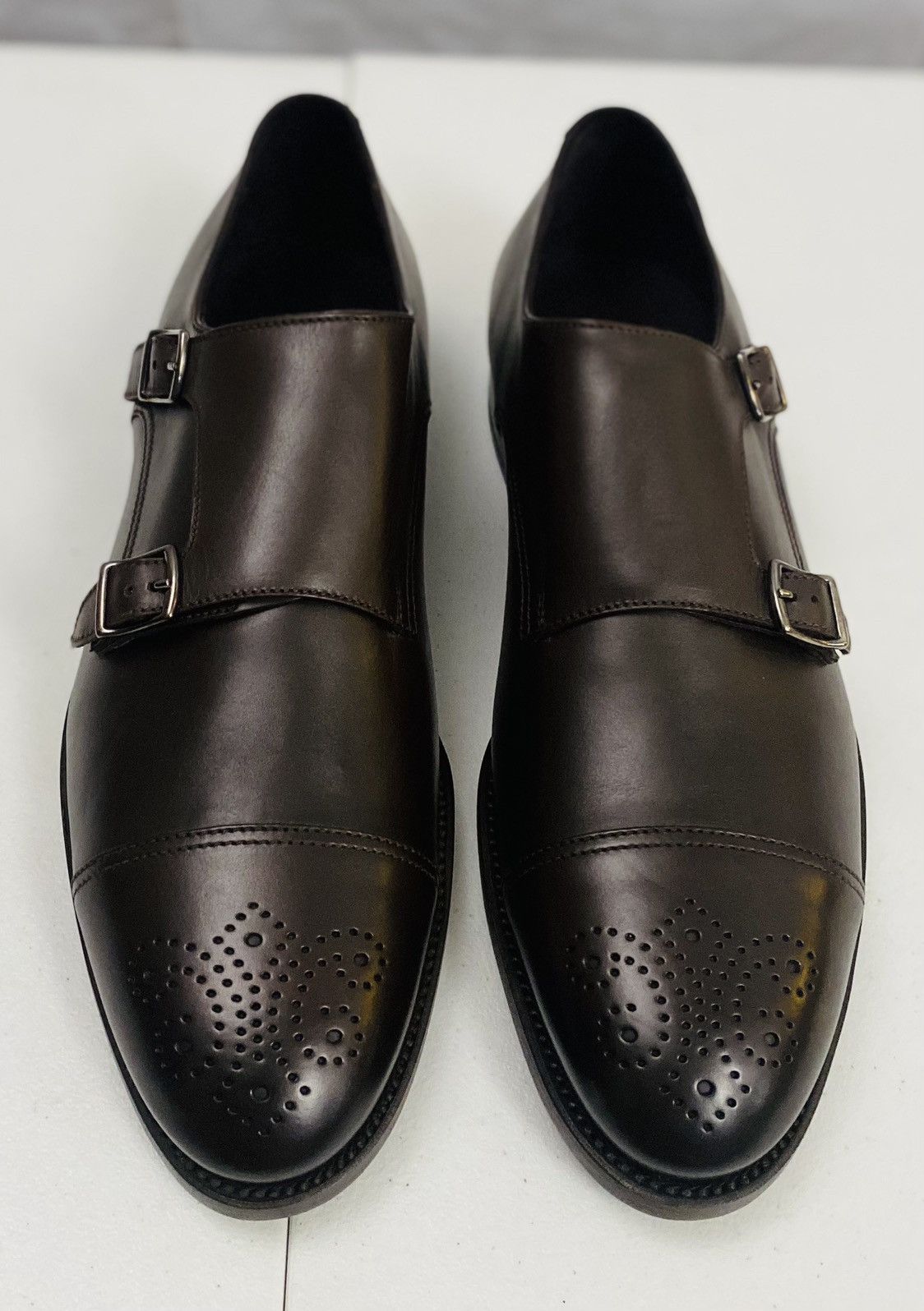 Giorgio Armani Giorgio Armani 🇮🇹 Dk Brown Leather Double Monk Strap 12 New Size US 12 / EU 45 - 3 Thumbnail