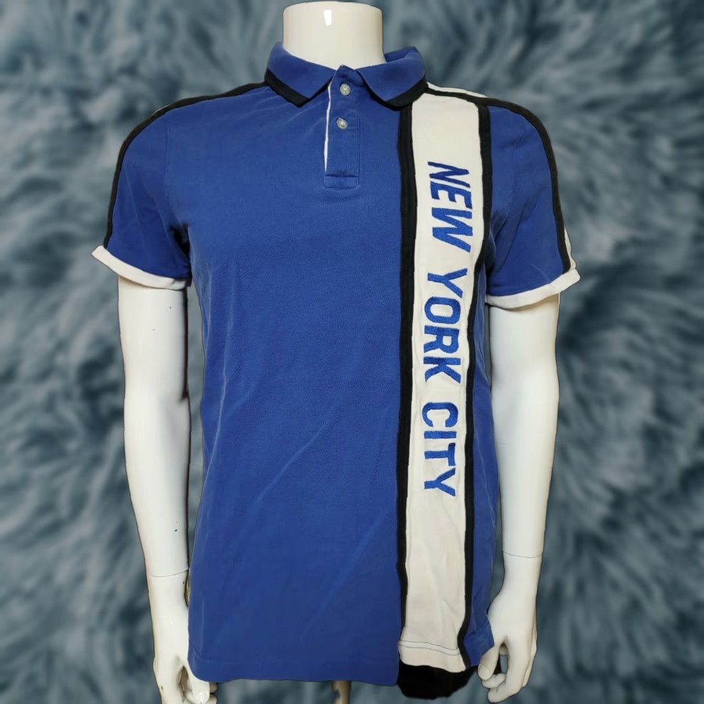 Vintage VTG US Polo Assn. New York City Polo Shirt Polo Medium BLUE Short Sleeve 100% Cotton Men M Fire 90s 00s Size US M / EU 48-50 / 2 - 1 Thumbnail