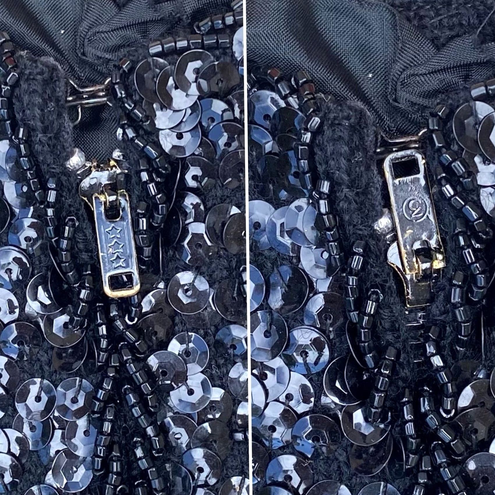 Vintage VTG 50s 60s Black Sequin Beaded Wool Top Hong Kong Metal Zip Pinup Glam Shirt S Womens Size S / US 4 / IT 40 - 3 Thumbnail