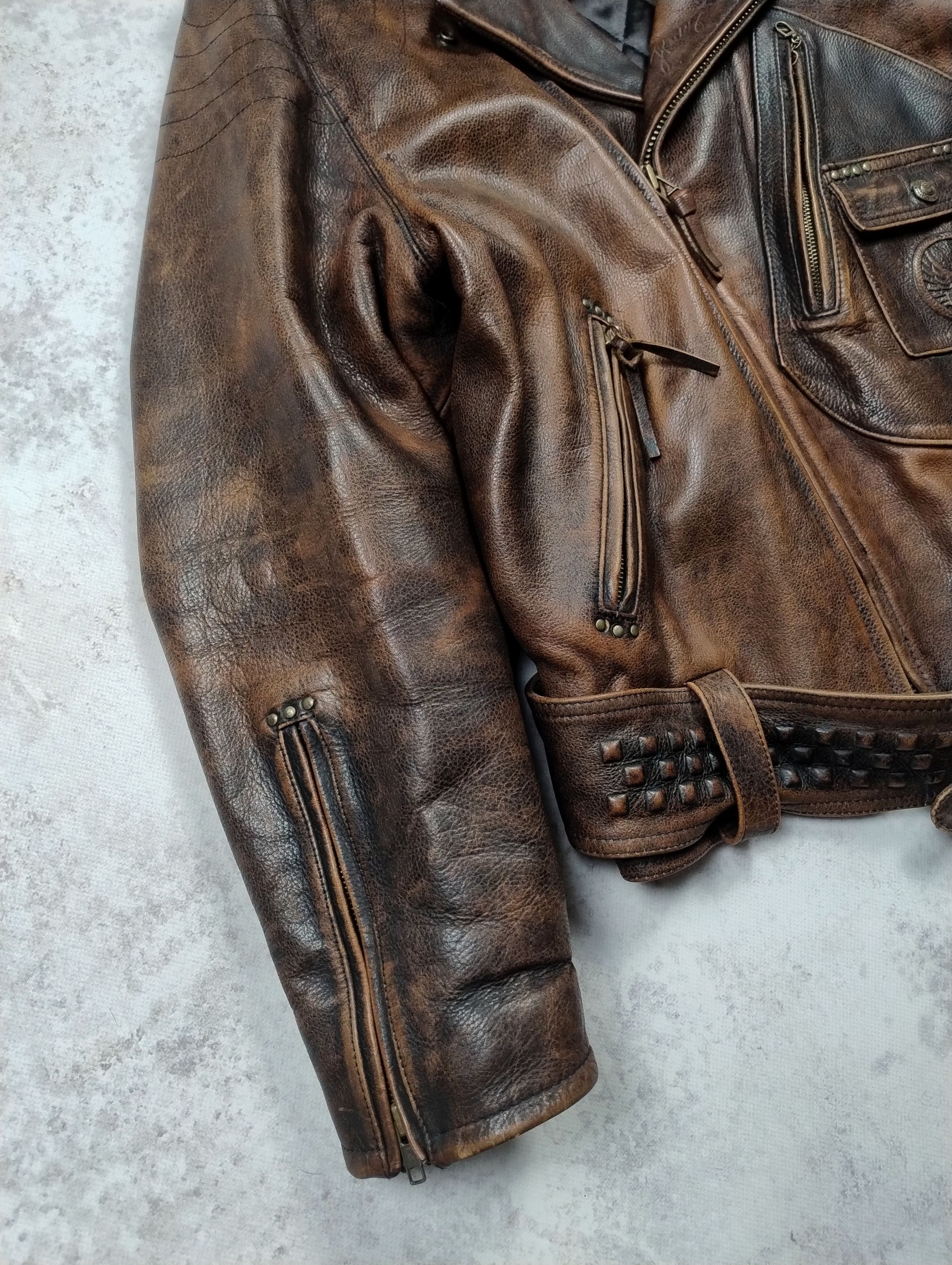 Harley Davidson Harley-Davidson vintage heavy leather jacket 90s rare biker Size US XXL / EU 58 / 5 - 3 Thumbnail