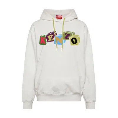 Kenzo o1y1025 Logo Hoodie in White Size L / US 10 / IT 46 - 1 Thumbnail