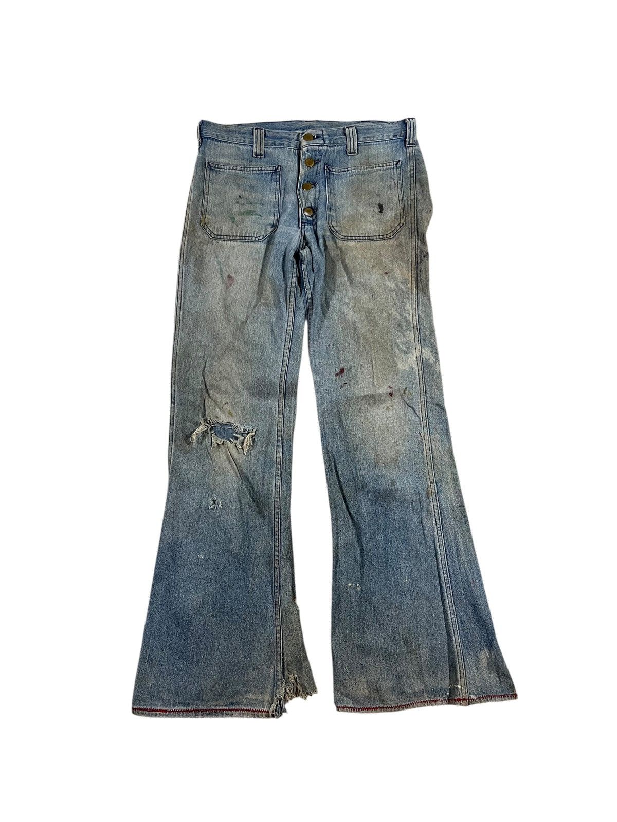 Lee Vintage 70s Lee Flared Jeans Faded Blue 30x31 Size US 30 / EU 46 - 1 Thumbnail
