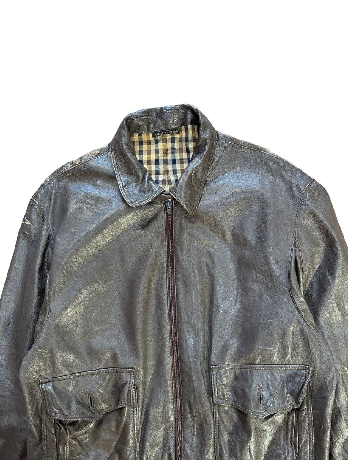 Aquascutum Aquascutum Tartan Lined Leather Jacket Size US M / EU 48-50 / 2 - 4 Thumbnail