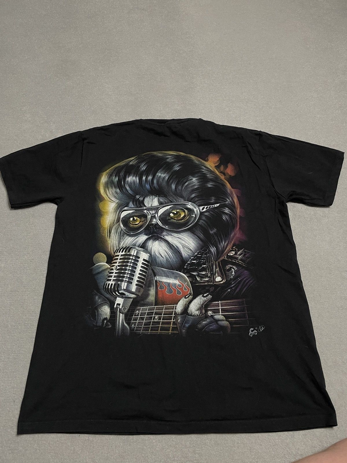 Vintage Vintage Black T-Shirt Tee Band Dog Elvis Presley Animal Size US XL / EU 56 / 4 - 6 Thumbnail