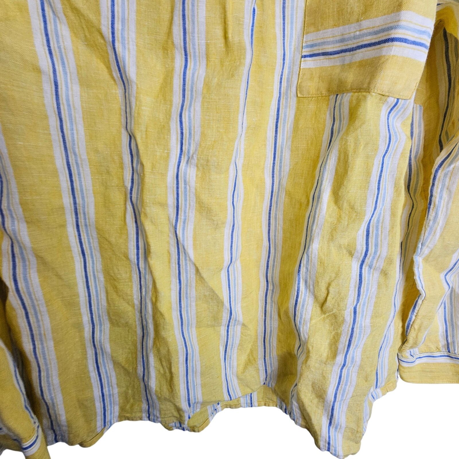J. Jill J. Jill Love Linen Yellow Striped Linen Shirt Tunic Top M Size M / US 6-8 / IT 42-44 - 3 Thumbnail