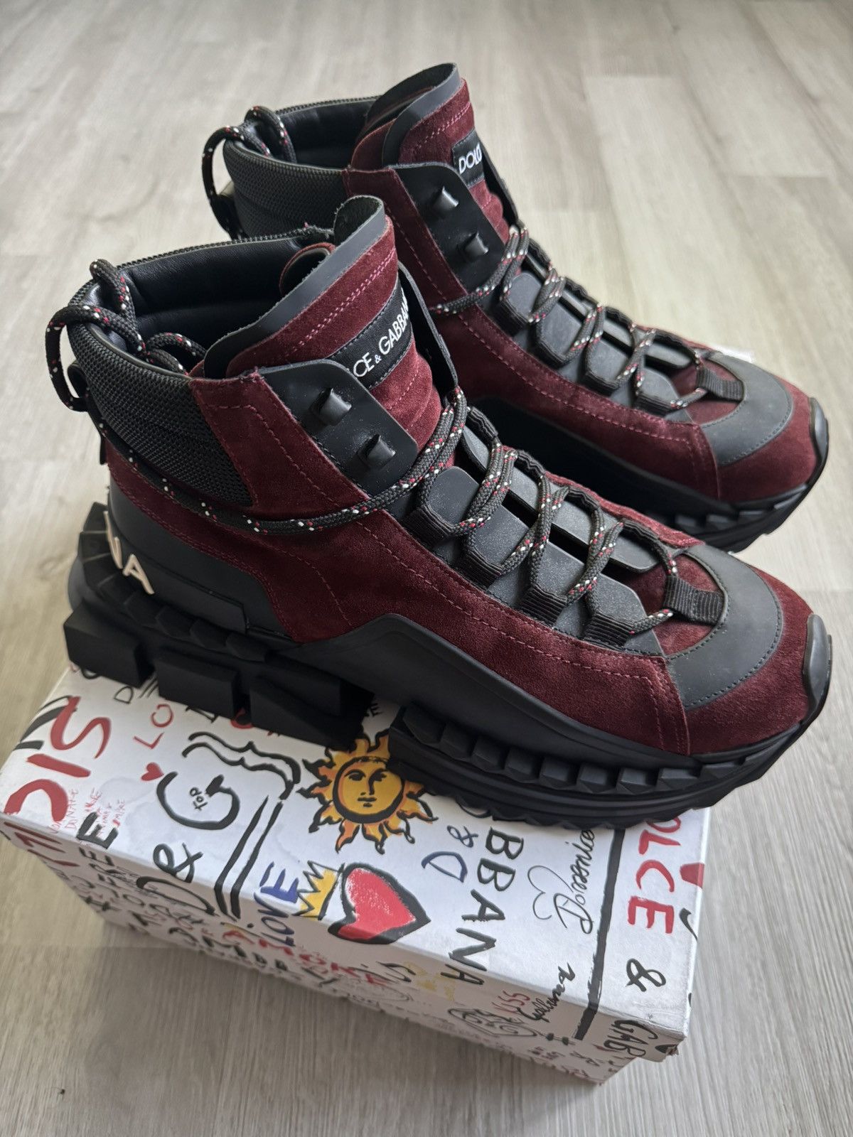 Dolce & Gabbana Dolce & Gabbana Super King Sneaker Boot Maroon Size US 12 / EU 45 - 3 Thumbnail