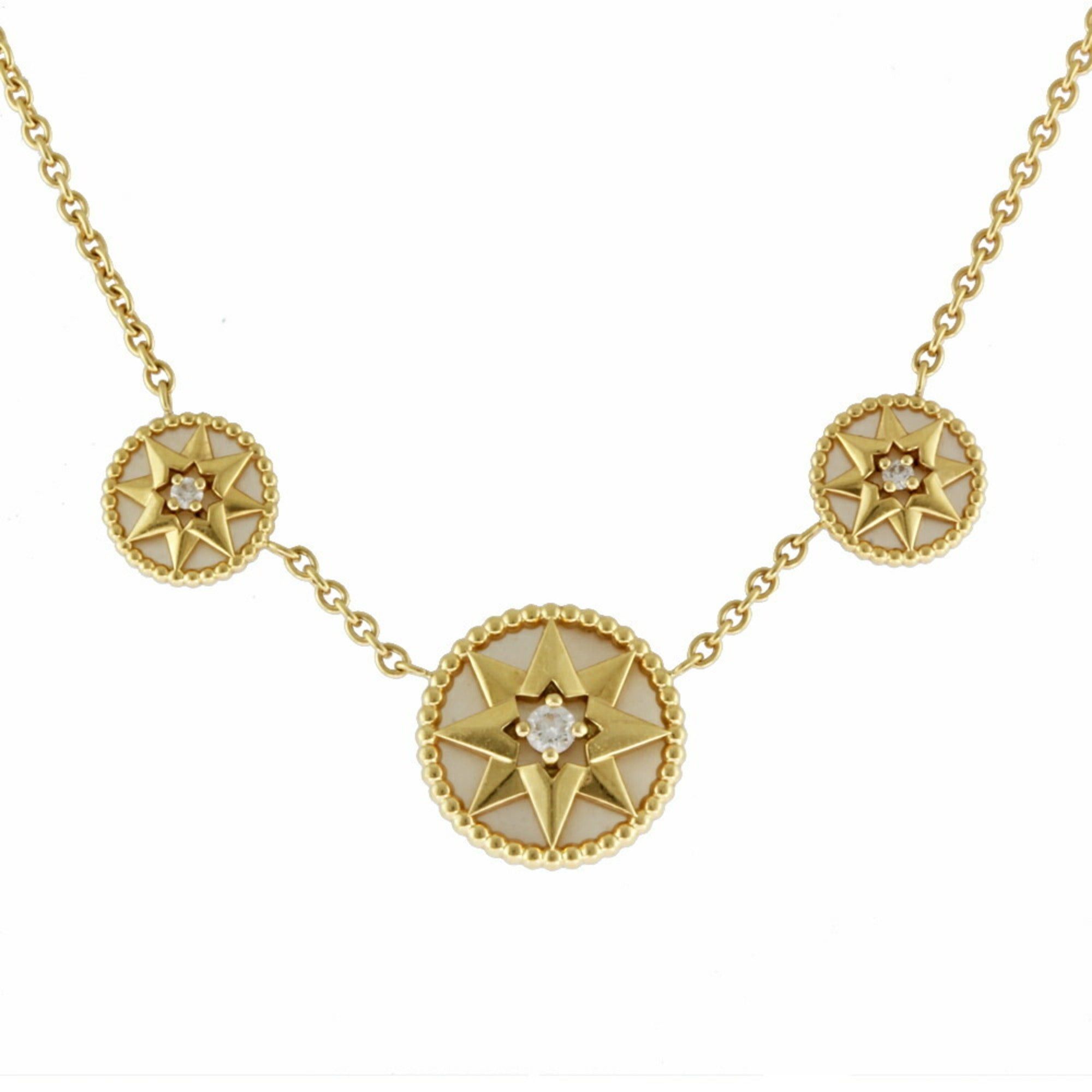 image of Christian Dior Dior Rose De Van Necklace 18K Mother Of Pearl Diamond Women's Brj10000000119268 in W