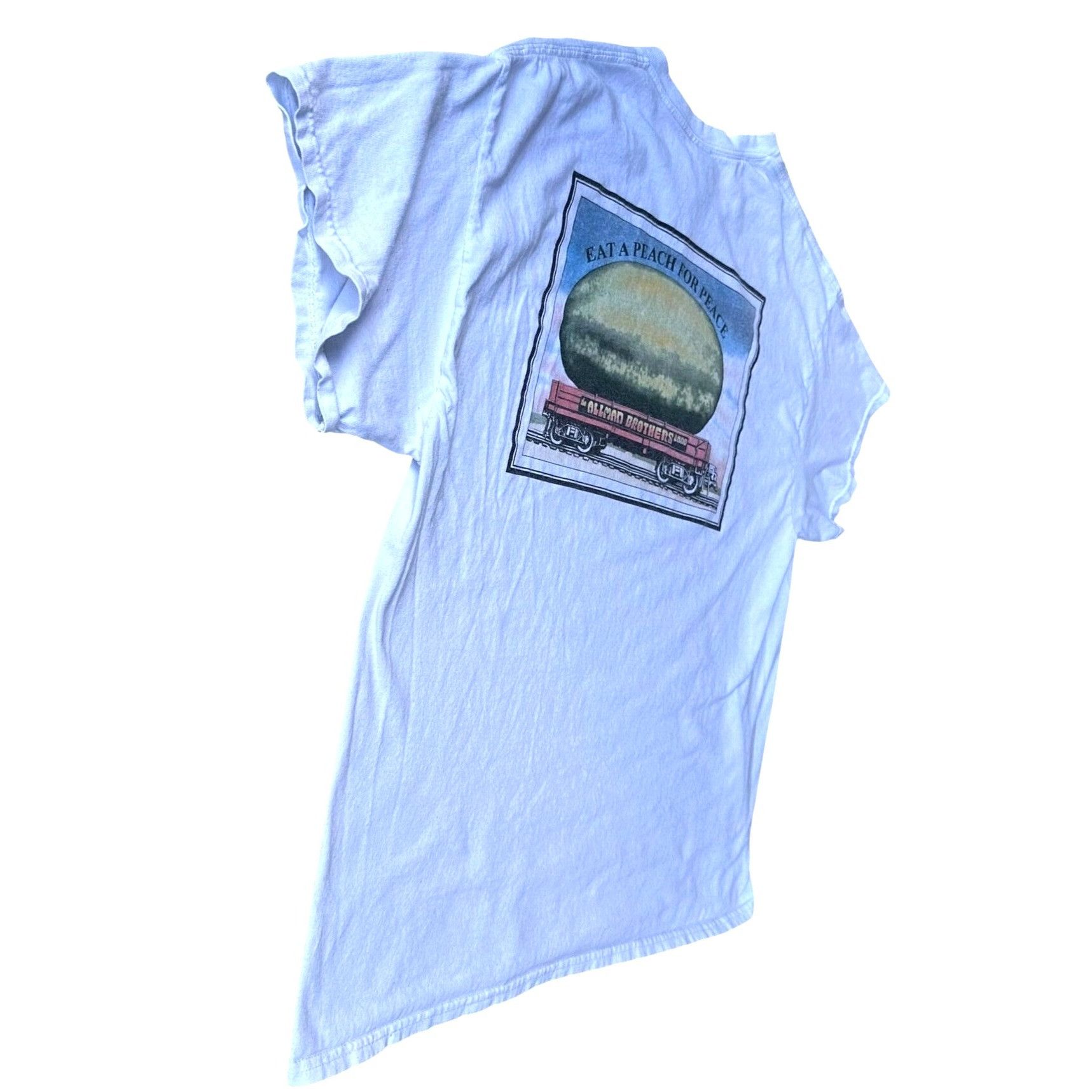Gildan Vintage 90s Allman Brothers Eat A Peach T Shirt XL Gildan Wh Size US XL / EU 56 / 4 - 8 Thumbnail