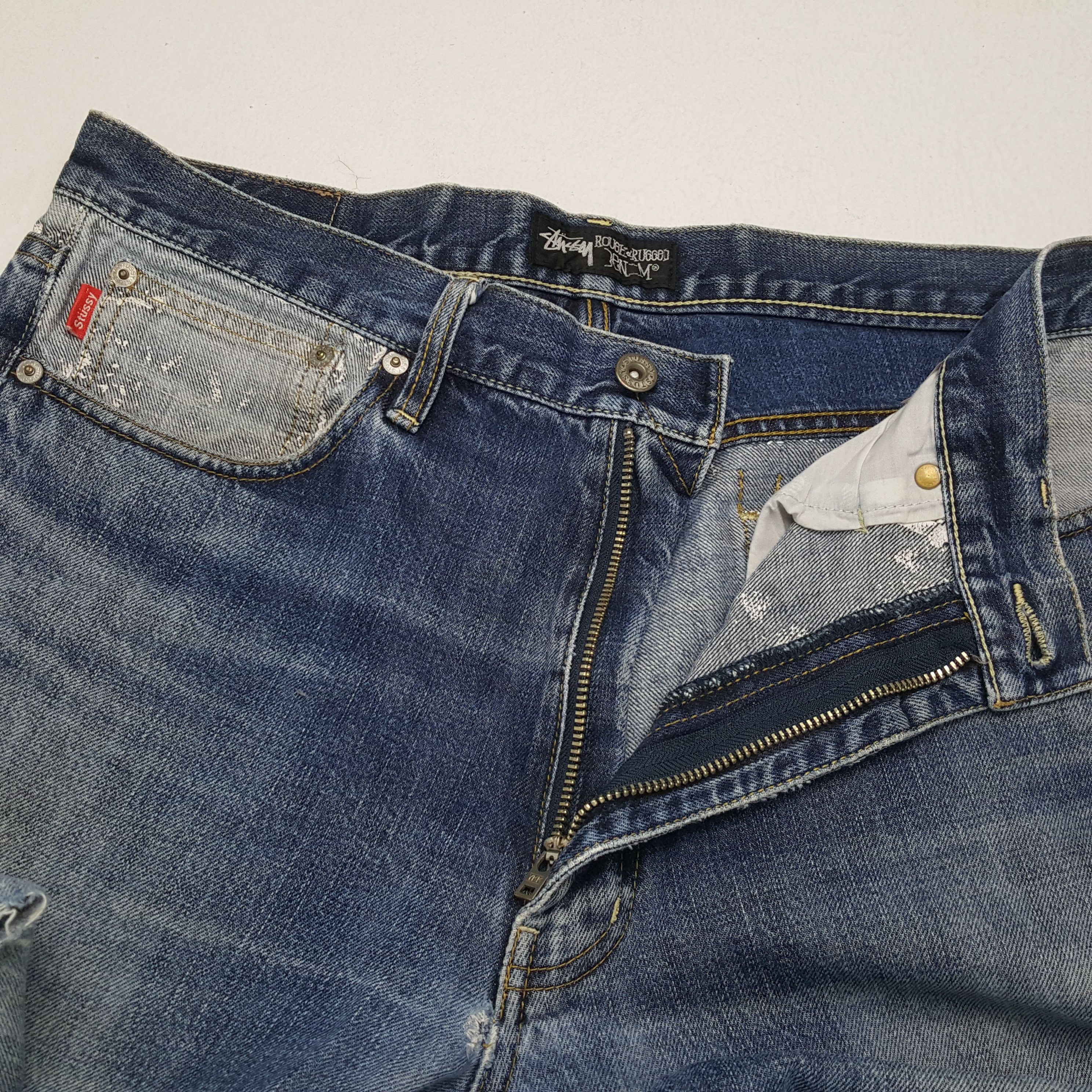 Stussy × Vintage STUSSY Streetwear Skateboard Style Distressed Jeans Size US 35 - 12 Thumbnail