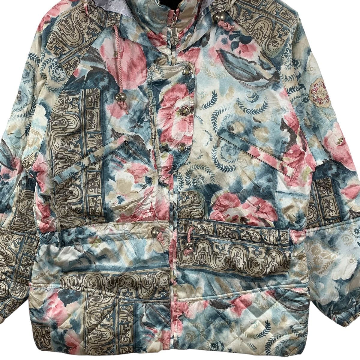 Ellesse Vintage ELBE ELLESSE Over Print Floral Ski Puffer Jacket Size M / US 6-8 / IT 42-44 - 5 Thumbnail