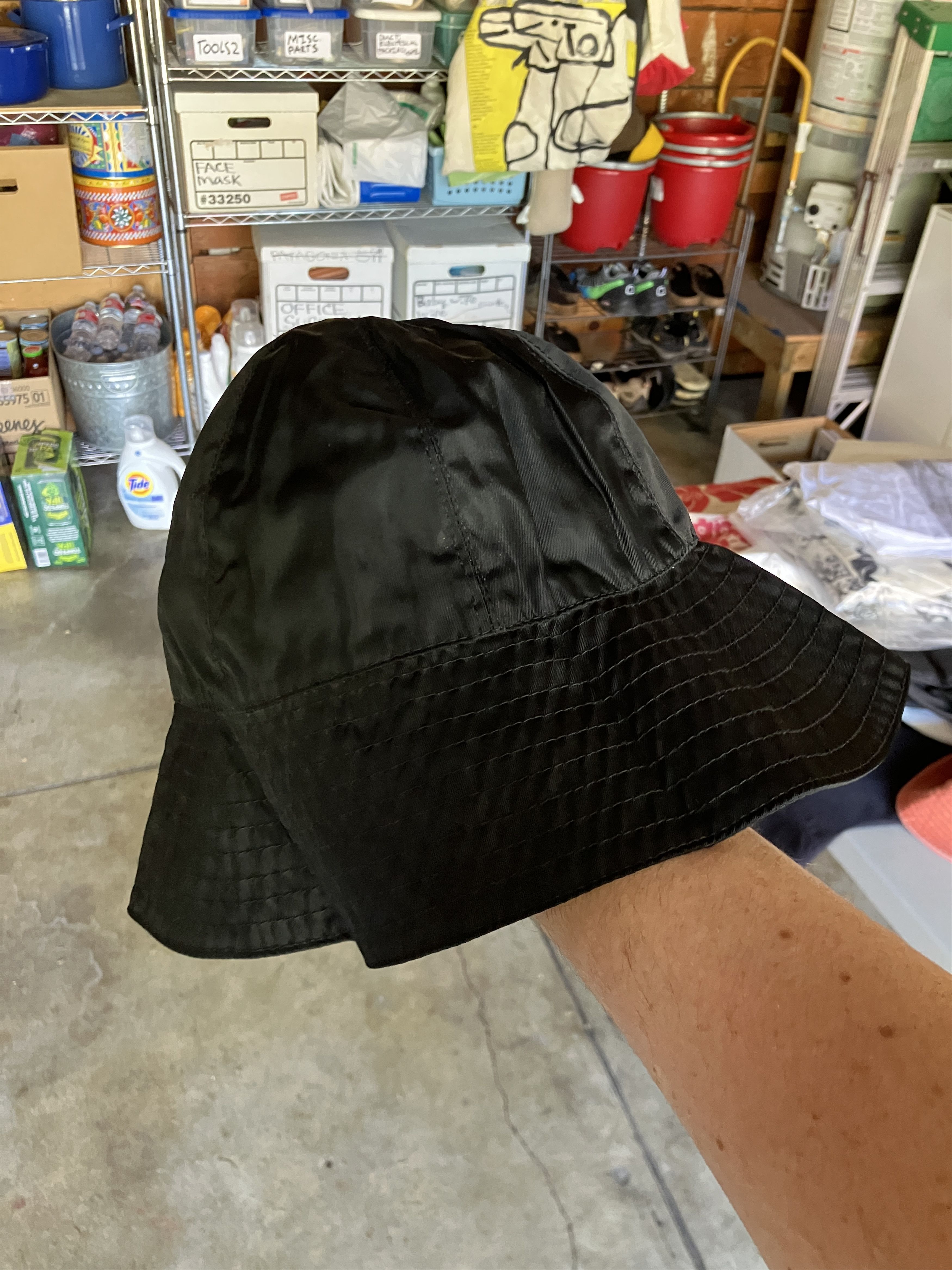 Prada 90s Prada Crest Logo Nylon Bucket Hat Size ONE SIZE - 3 Thumbnail
