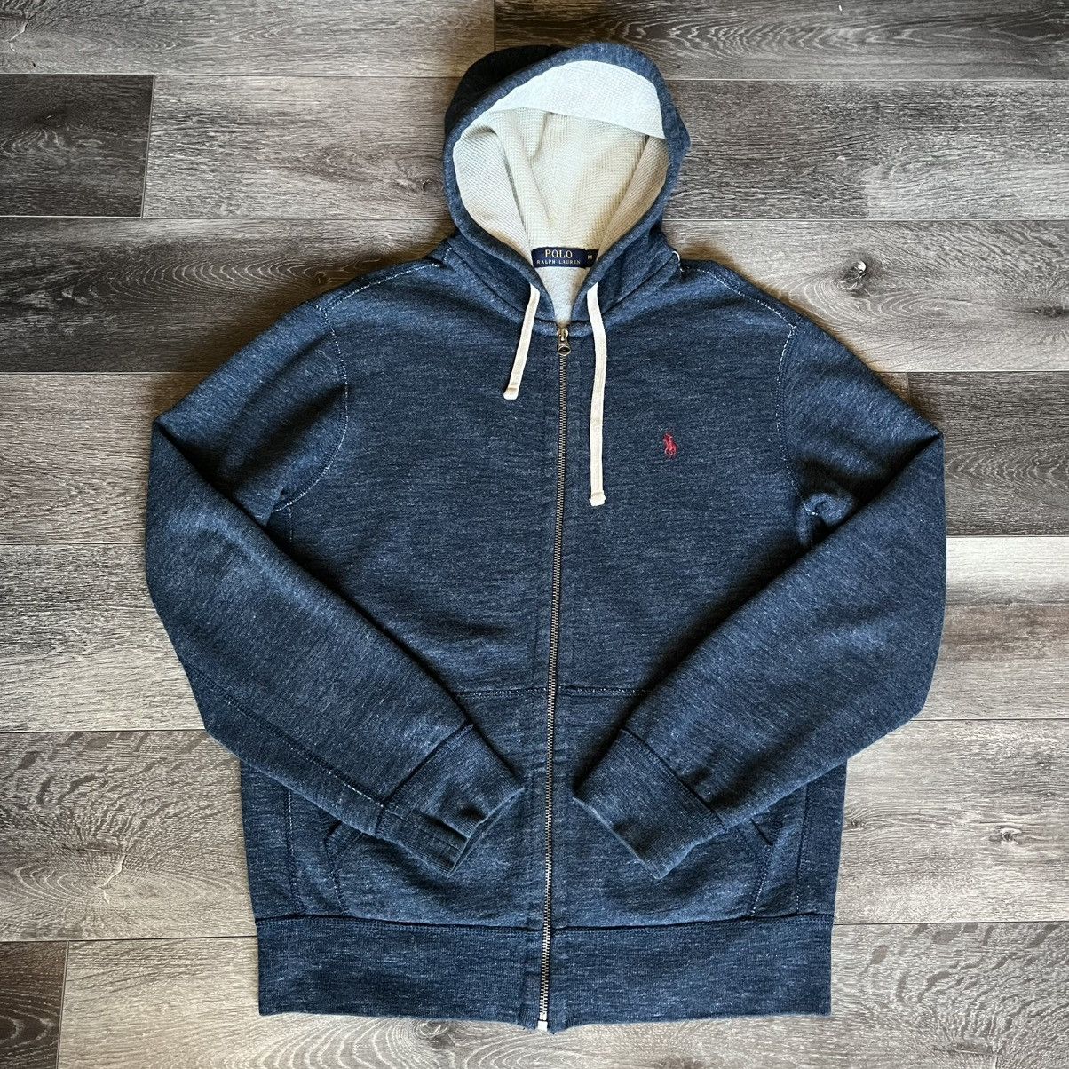 Polo Ralph Lauren Vintage Polo Ralph Lauren Basic Thermal Zip Hoodie Wash Navy Size US M / EU 48-50 / 2 - 1 Thumbnail
