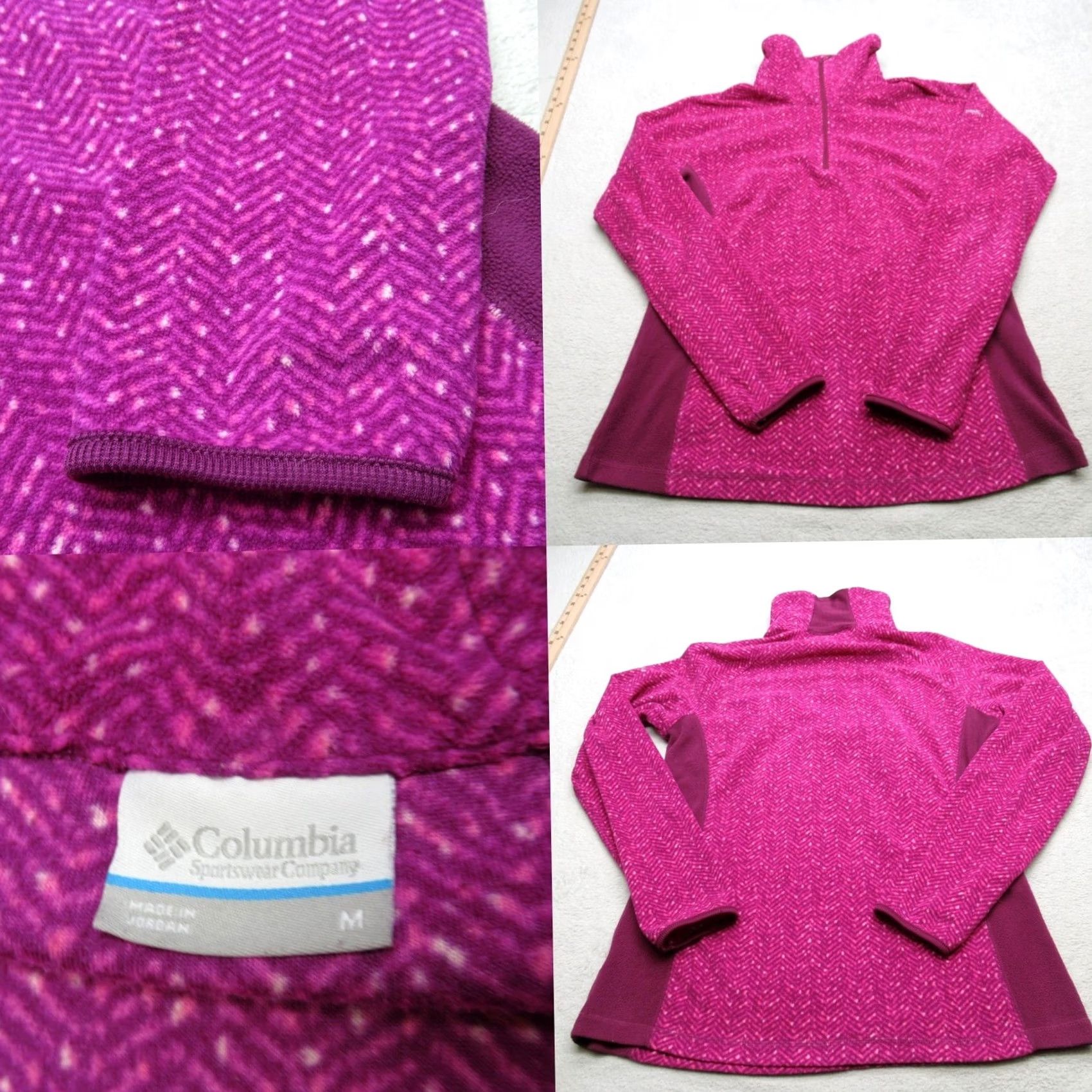 Vintage Columbia Sweatshirt Women Medium Purple Herringbone Chevron 1/4 Zip Fleece Light Size M / US 6-8 / IT 42-44 - 2 Thumbnail