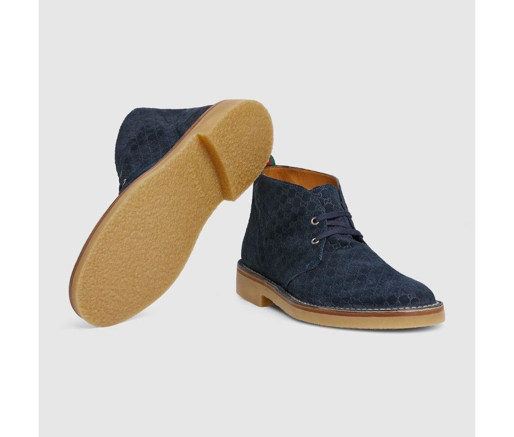 Gucci o1loc1c0326 831283 Men's Ankle Boots With Web in Blue Size US 10 / EU 43 - 7 Thumbnail