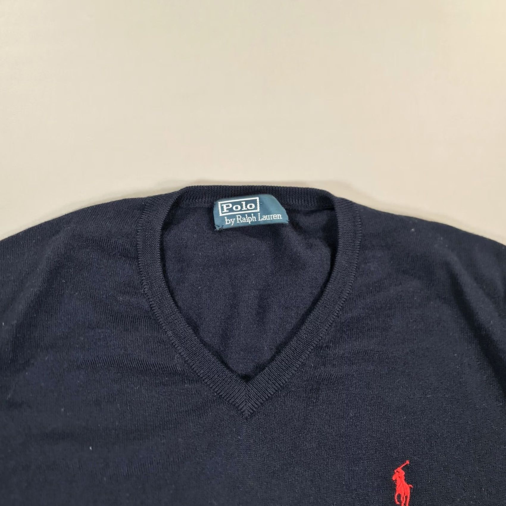 Polo Ralph Lauren Polo Ralph Lauren Jumper Mens V-Neck Navy Blue 100% Merino Wool M Size US M / EU 48-50 / 2 - 2 Thumbnail