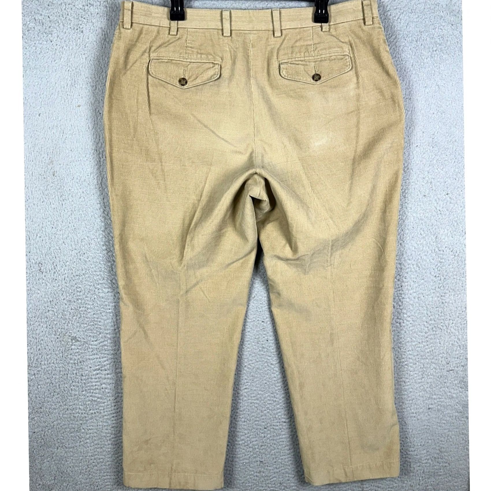 Vintage L.L. Bean Pants Men Tan Classic Fit Corduroy Chino Flat Front Straight Leg 38X29 Size US 38 / EU 54 - 2 Thumbnail