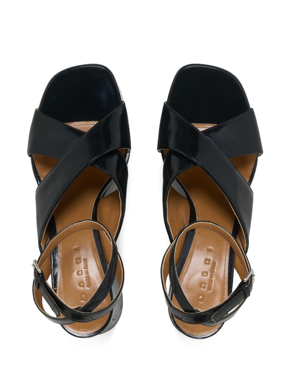 Marni o1w1db10125 Patent-Leather Platform Sandals in Black Size US 7 / IT 37 - 3 Thumbnail