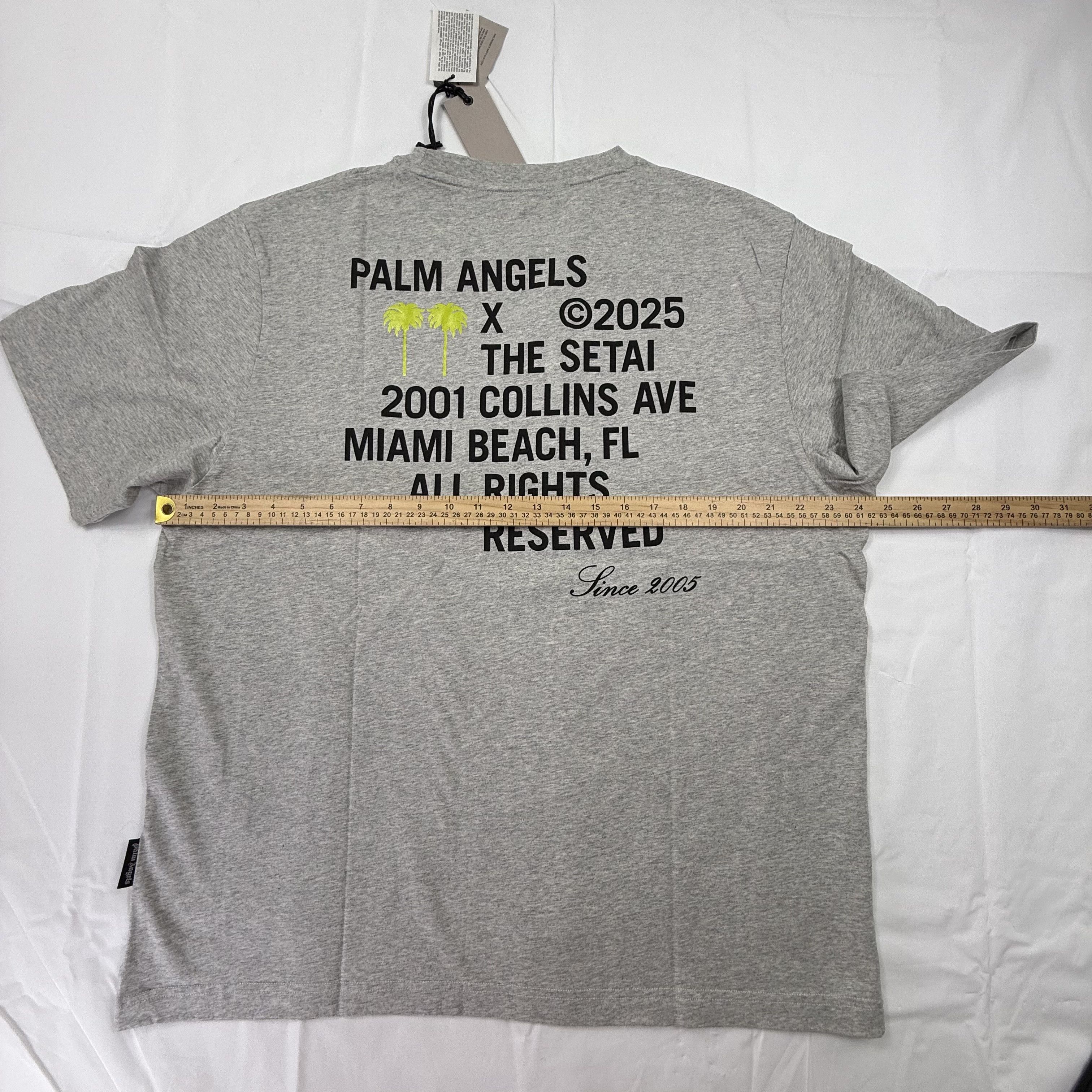 Palm Angels Palm Angels x The Setai Miami Beach Grey Slim Tee XXL Size US XXL / EU 58 / 5 - 5 Thumbnail