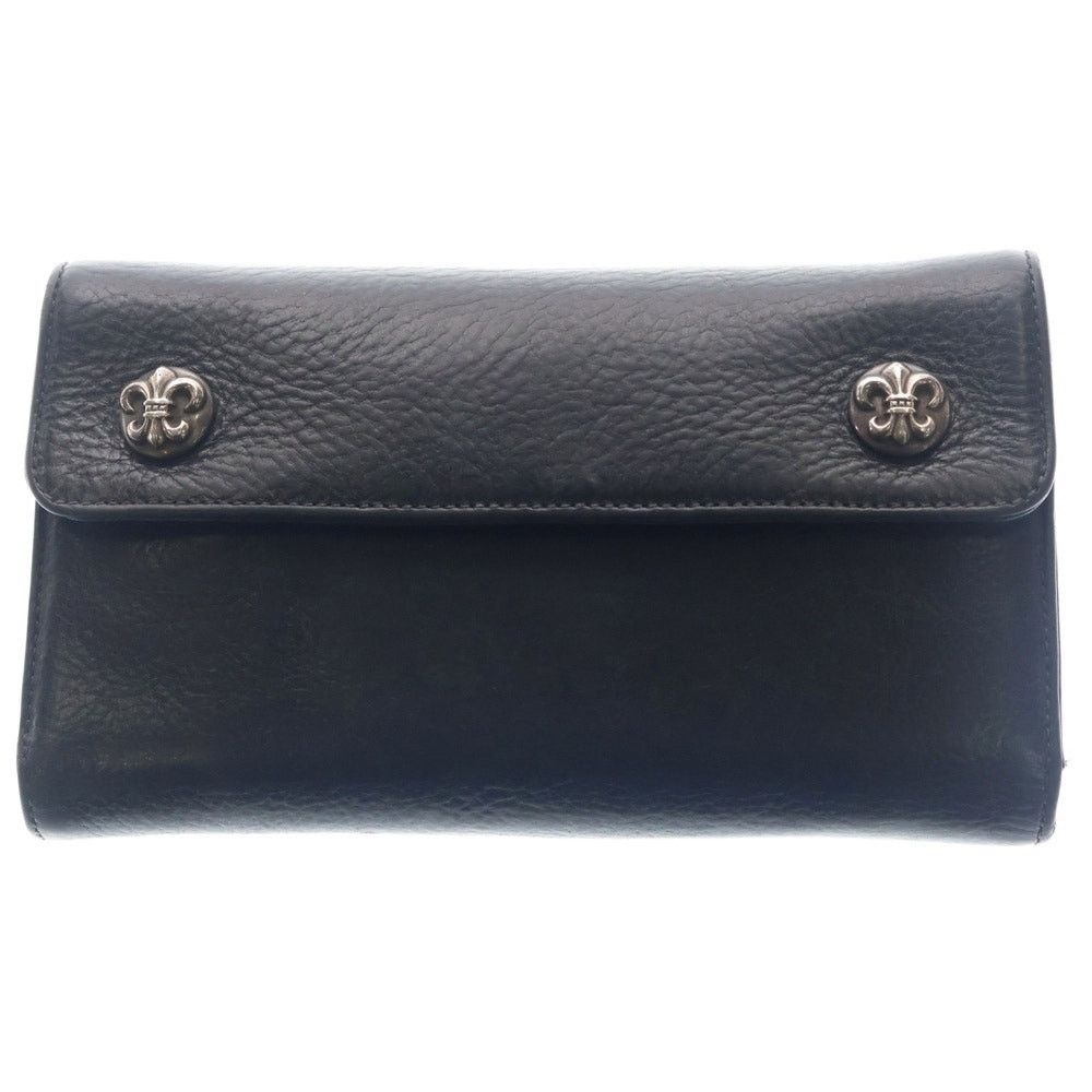Chrome Hearts Chrome Hearts Wave BS Flare Leather Wallet Black Size ONE SIZE - 1 Thumbnail