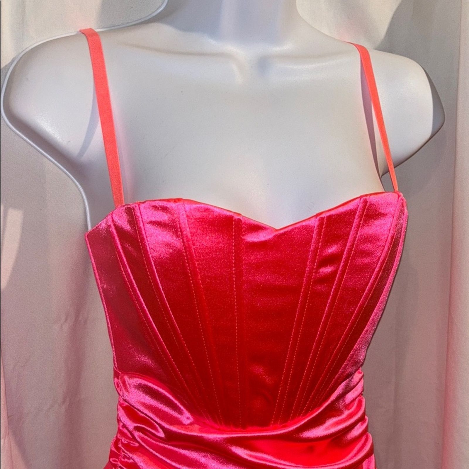 The Unbranded Brand Pink Satin Strapless Dress Extra Small Size XS / US 0-2 / IT 36-38 - 3 Thumbnail