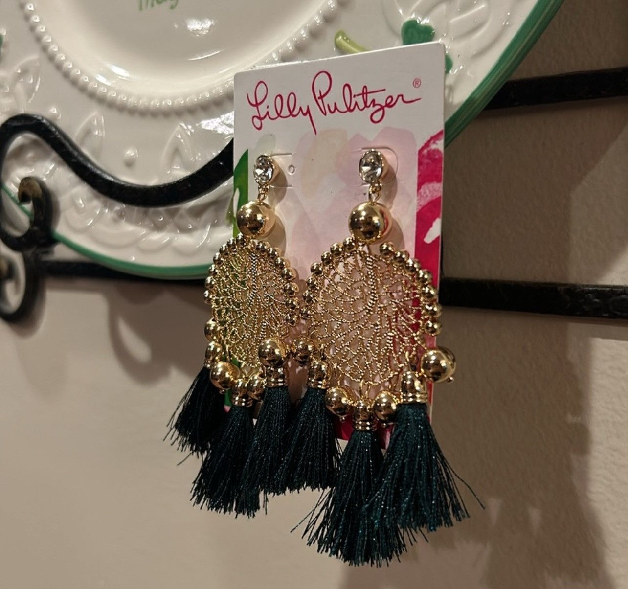 Lilly Pulitzer Lilly Pulitzer Sea Dreamer Statement Tassel Earrings Green Size ONE SIZE - 6 Thumbnail