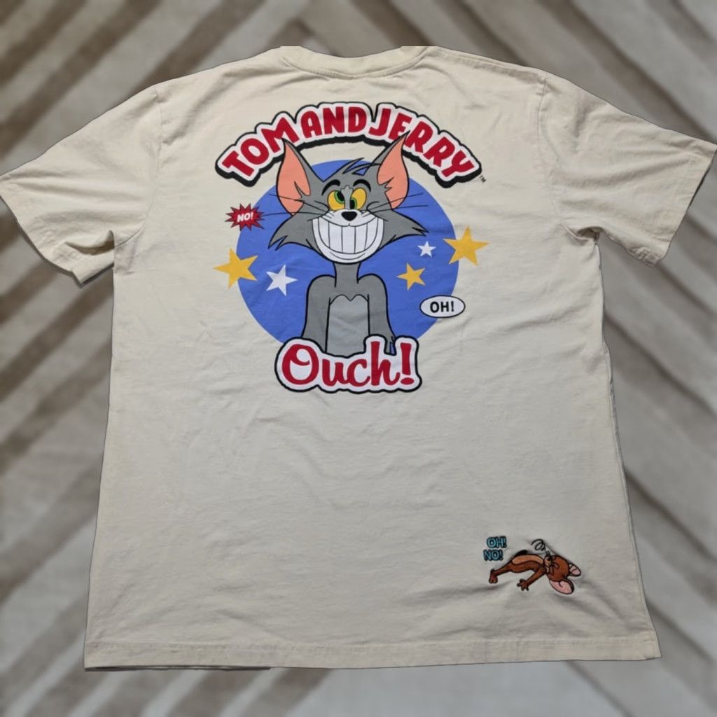 TOM and JERRY OUCH x SHOE PALACE - Men 2XL Khaki Double-Sided T-Shirt