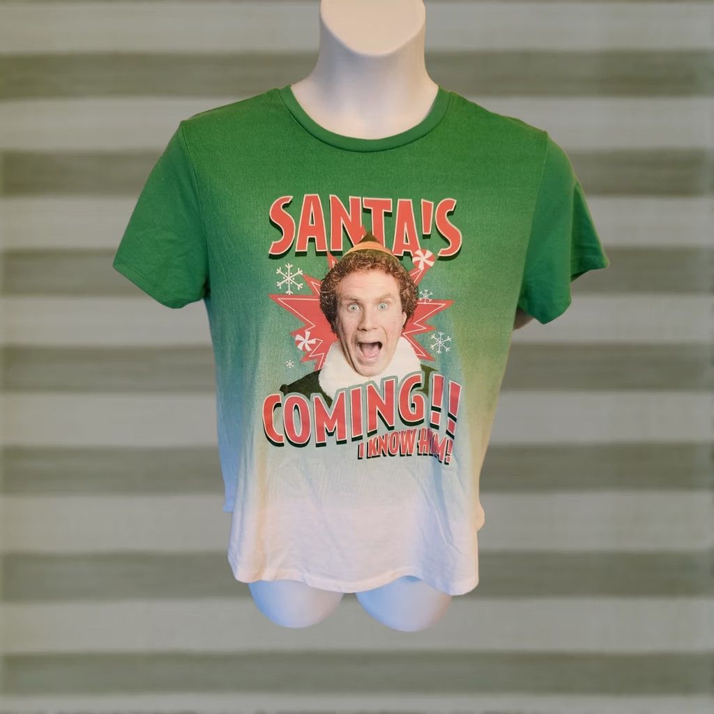 Vintage ELF Christmas Shirt Juniors XXL Santa’s Coming I Know Him Size XXL / US 16-18 / IT 52-54 - 1 Thumbnail