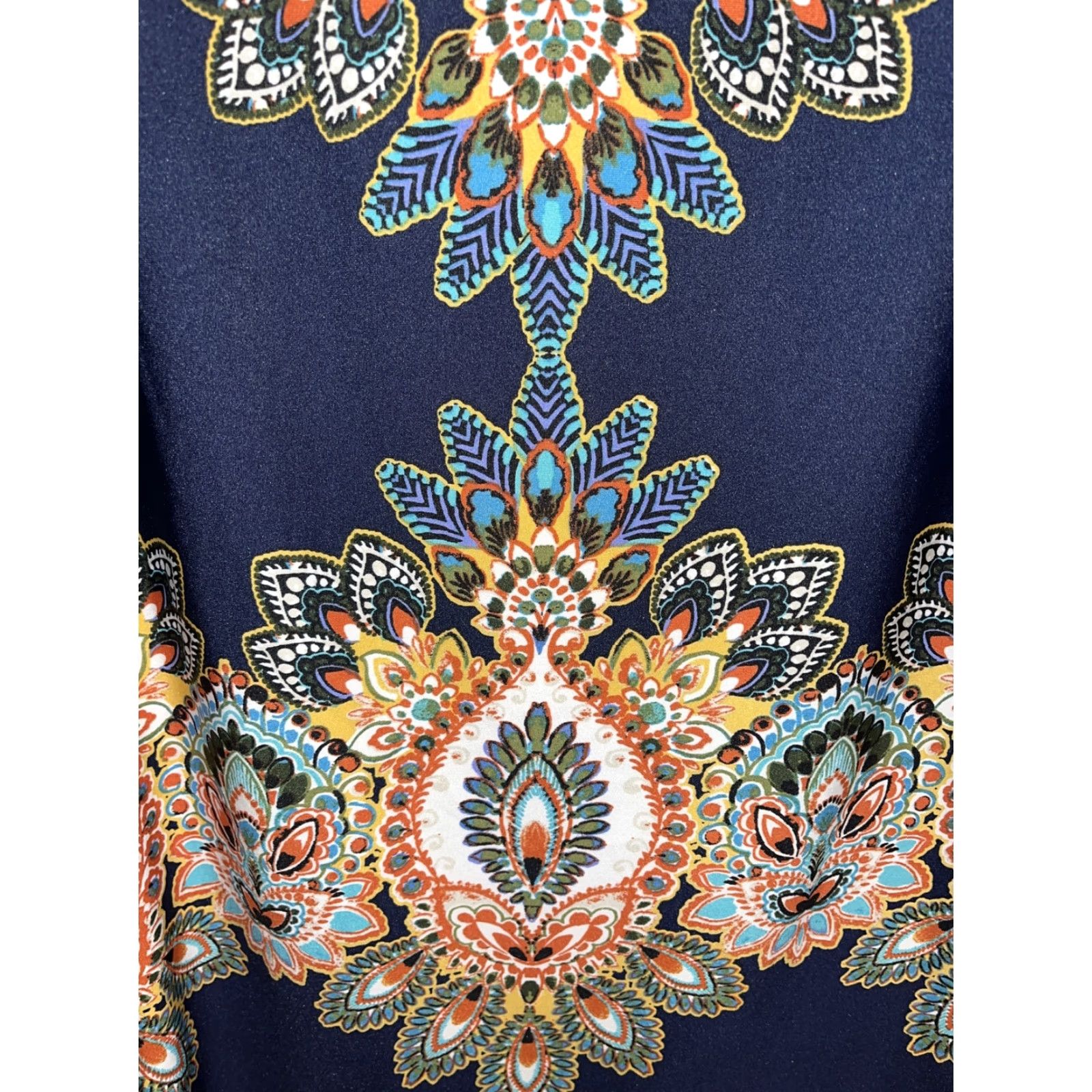 Melissa Melissa Paige Skirt Pencil Paisley Multicolor Navy Yellow Red Hobo NWT Knee Length Elastic Waist Workwear Womens Small Size 28" / US 6 / IT 42 - 4 Thumbnail