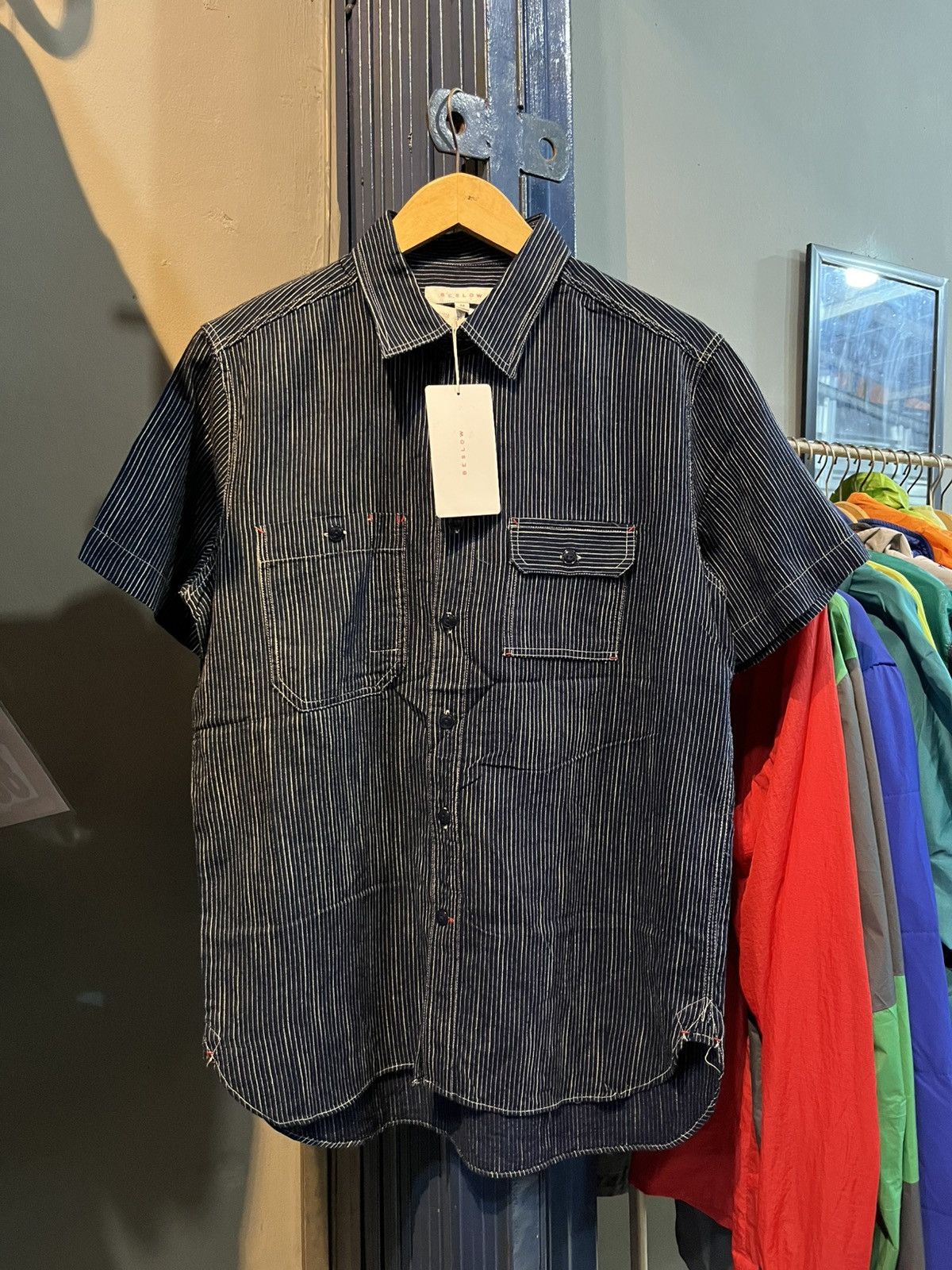Japanese Brand Beslow stripe work crop shirt Size US M / EU 48-50 / 2 - 2 Thumbnail